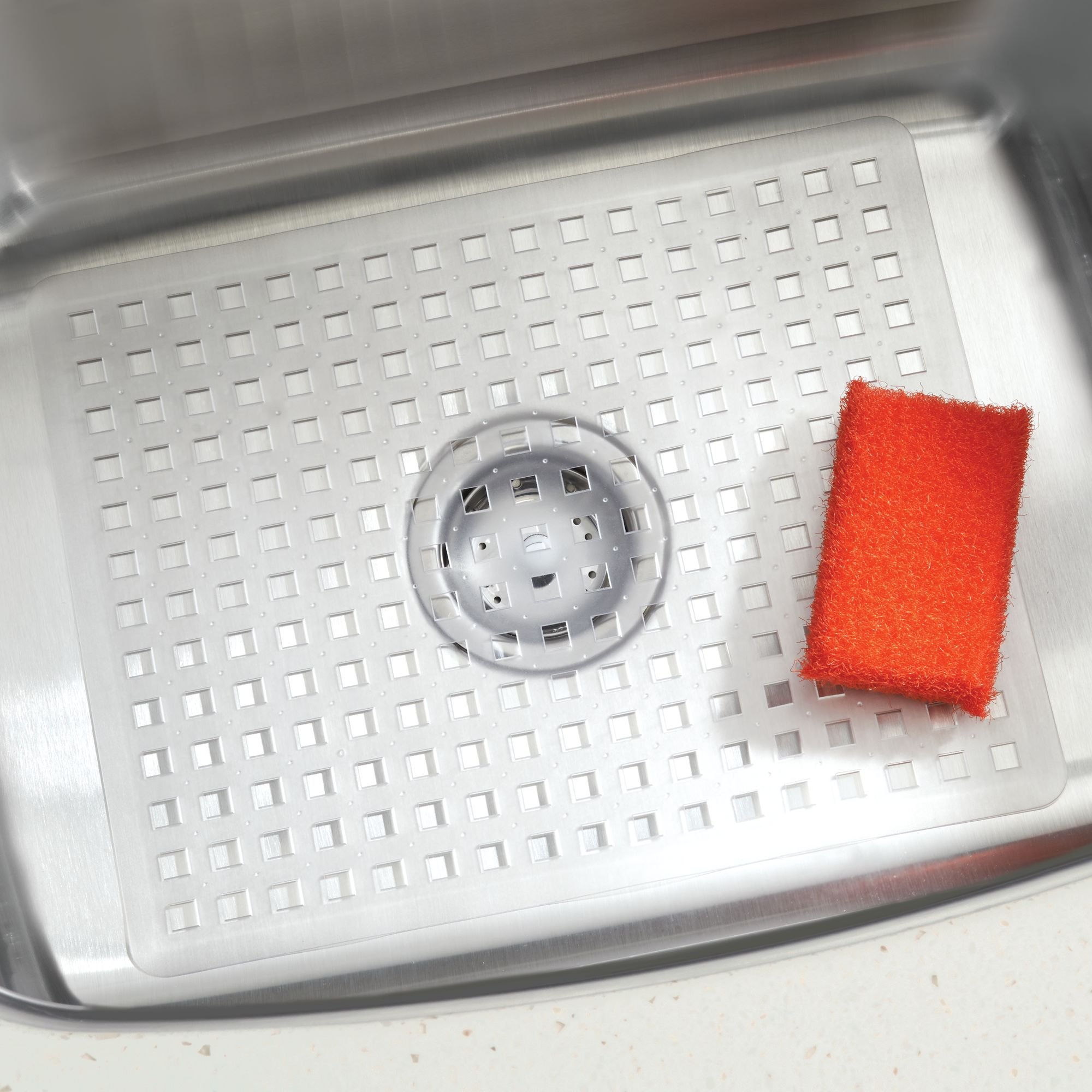 iDesign Clear Plastic Kitchen Sink Protector Grid - 16