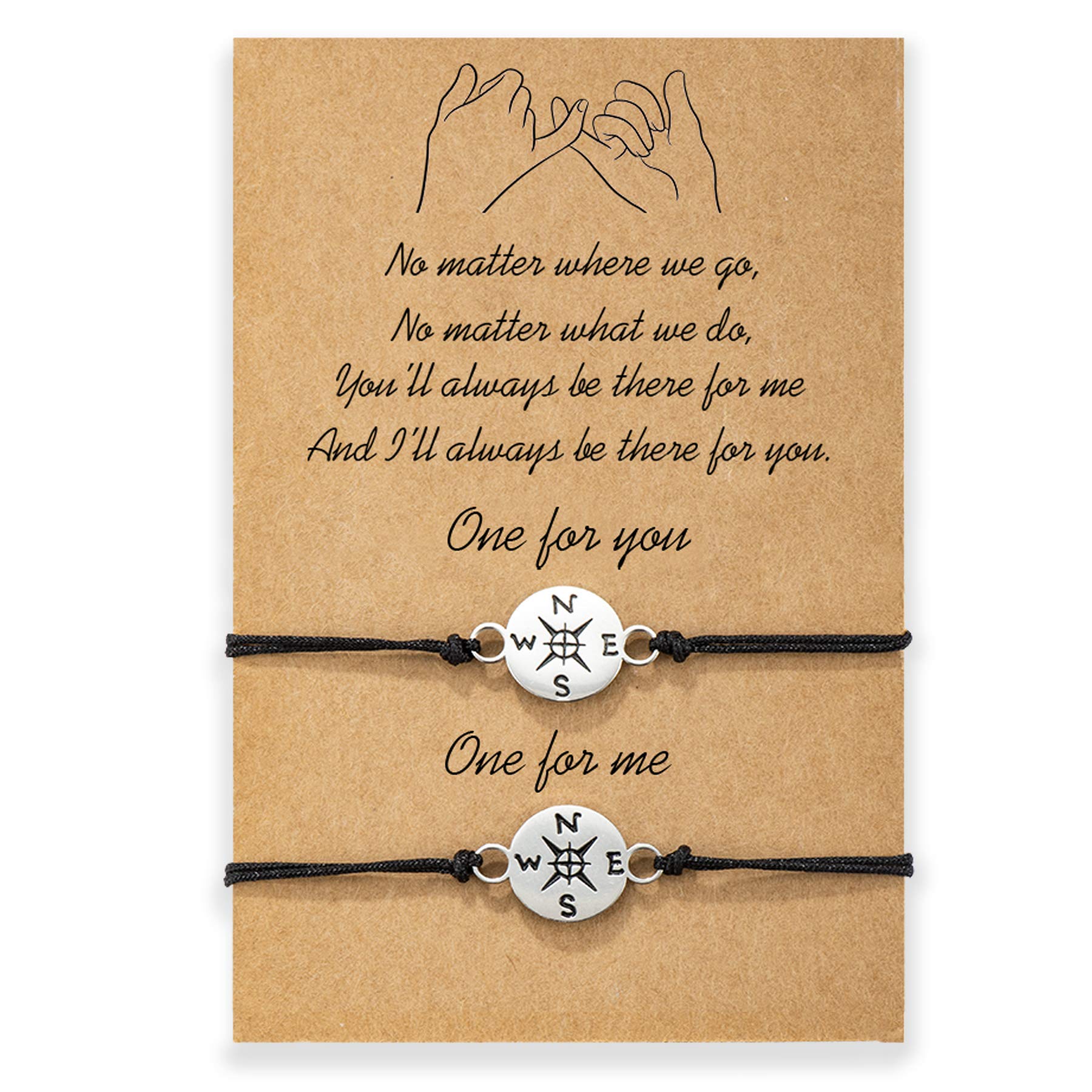 MANVEN Matching Couple Bracelets for Him & Her - Best Friend Promise Bracelets - Pinky Promise Jewelry Gifts for Women, Men, Sister, Family - Birthday, Anniversary, Valentine's Day Present for Romantic Couples & BFFs