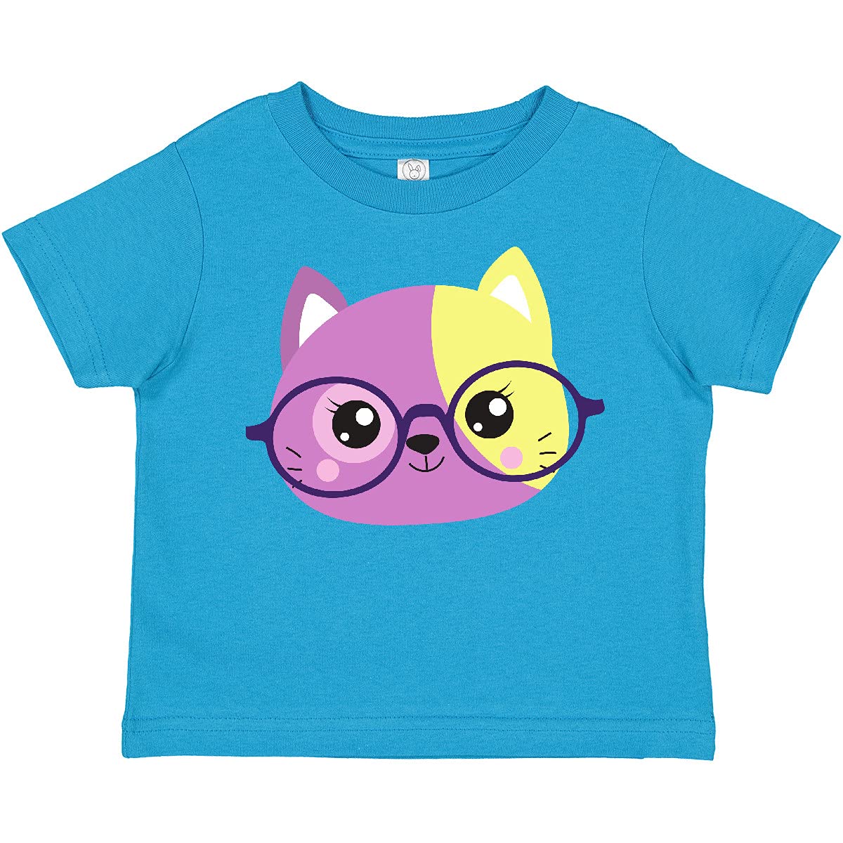Inktastic Hipster Cat with Glasses - Cute Kitten Graphic Toddler T-Shirt for Boys & Girls - Perfect for Playdates, Daycare & Casual Outings