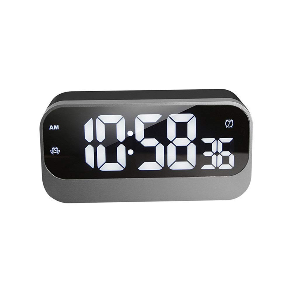 LED Mirror Alarm Clock with Large Screen Display, Stopwatch & 3-Level Brightness Adjustment - Perfect for Home, Office, and School Use (Black)