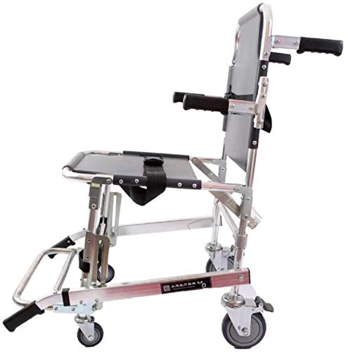 FDSAD EMS Stair Chair - 4 Wheel Emergency Transport Chair for Ambulance, Firefighters & Medical Evacuation - Foldable Aluminum Lift Stair Chair with 3 Adjustable Quick-Release Straps - Ideal for Hospitals, Nursing Homes & Emergency Rescue Scenarios