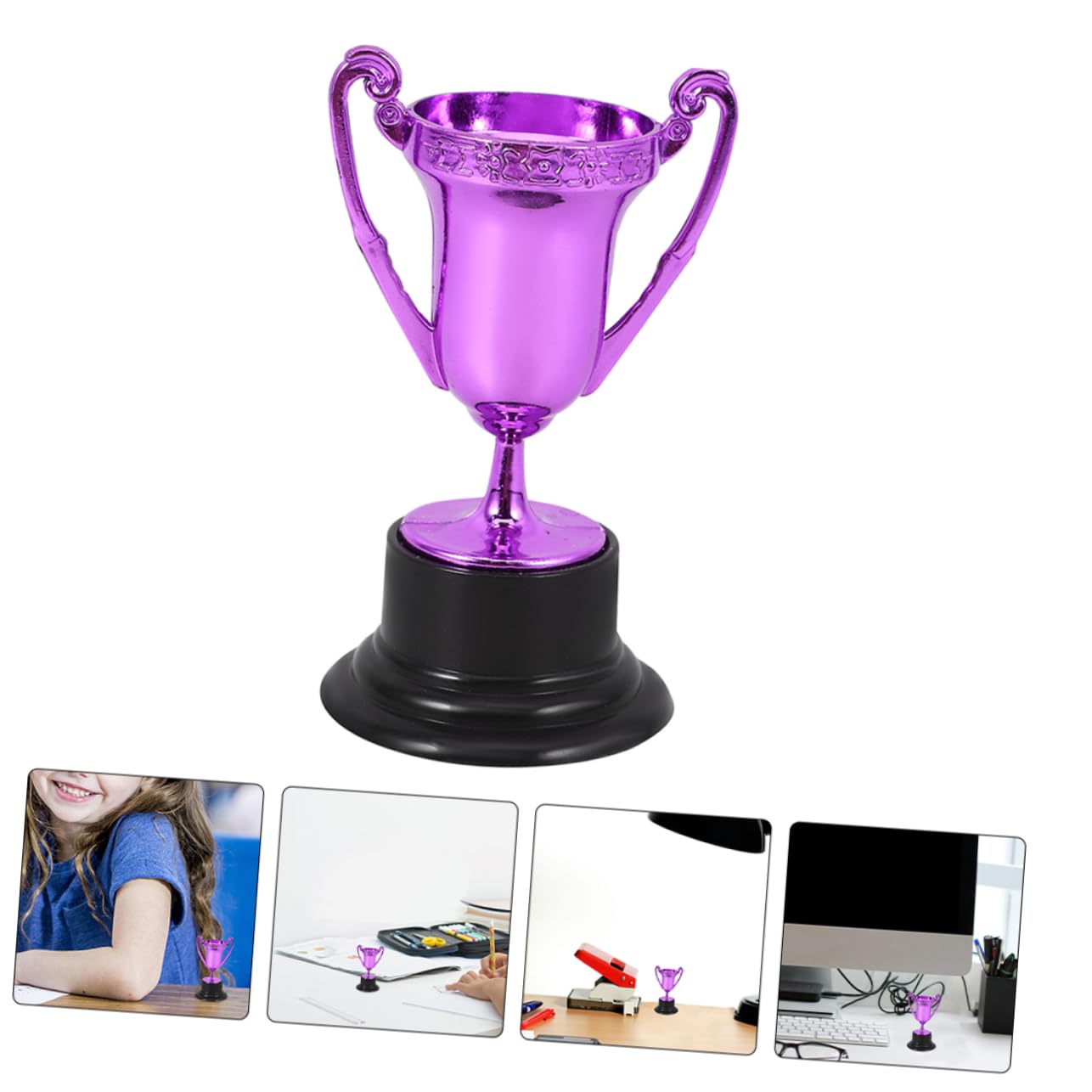 WESIEVYA Small Purple Plastic Trophy Cups - Mini Award Trophies for School Decor, Sports Awards, and Party Prizes | Perfect for Classroom Rewards, Game Nights & Office Recognition
