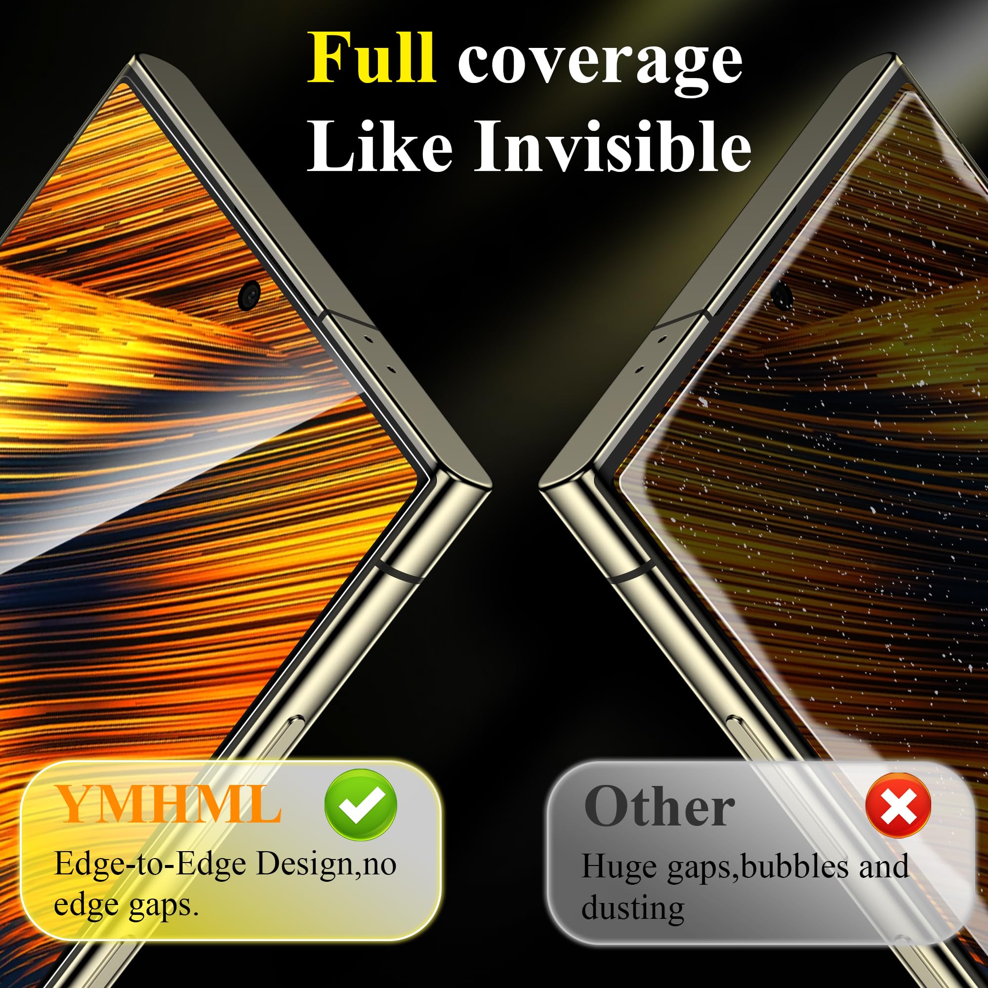 YMHML 10H Tempered Glass Screen Protector for Samsung Galaxy S24 Ultra - 2 Pack | One-Touch Fingerprint Unlock, Auto-Alignment, Dust Removal | Military-Grade Protection for Daily Use, Work & Outdoor Activities
