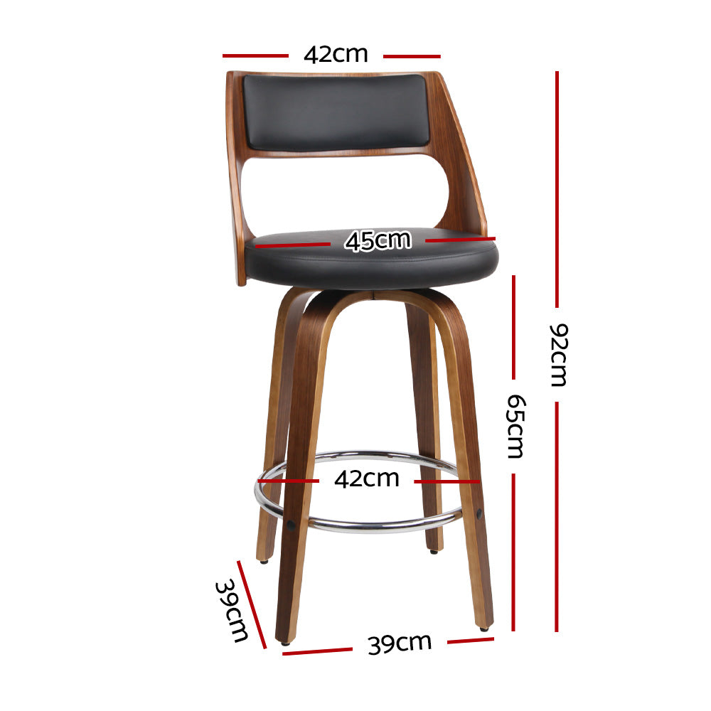 Black Wooden Bar Stools Set of 2 - Rustic Counter Height Stools for Kitchen Island, Breakfast Bar & Home Decor