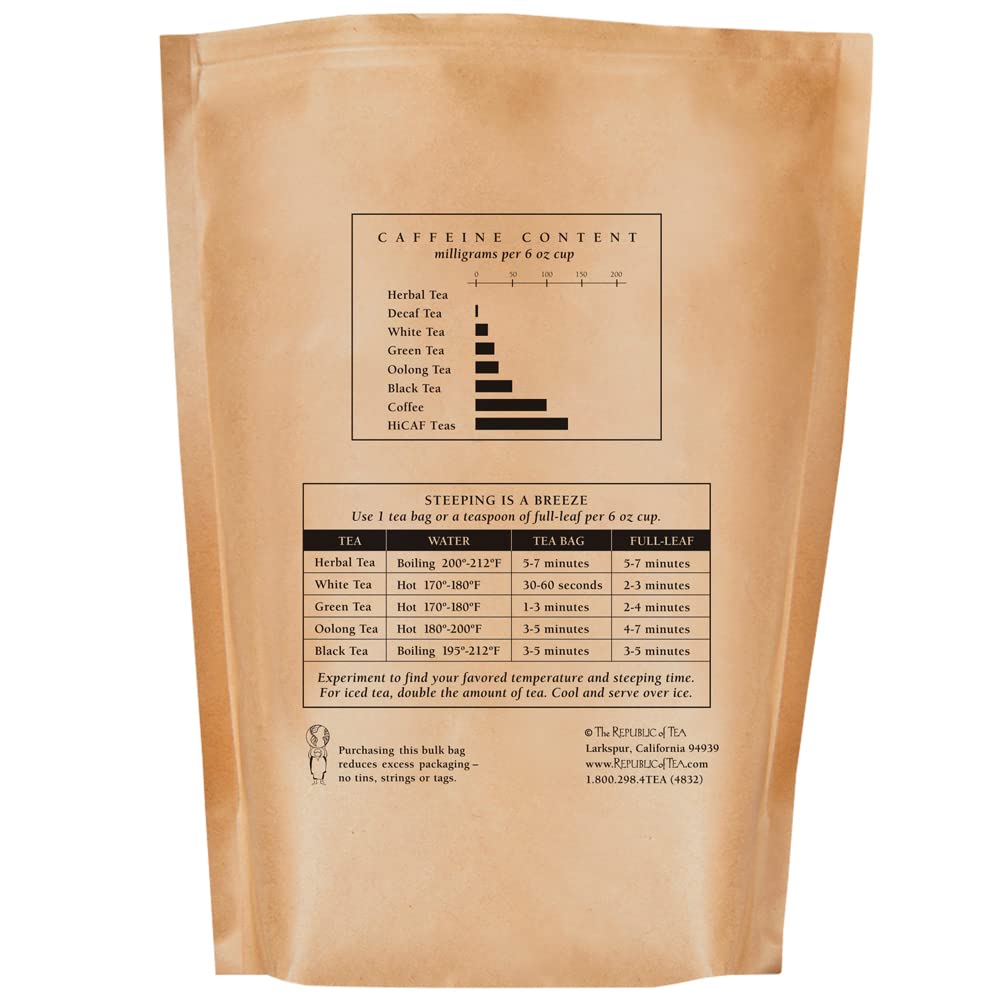 Decaf Ginger Peach Black Tea by The Republic of Tea | 250 Tea Bags | Caffeine-Free Herbal Tea for Relaxation & Evening Sipping | Perfect for Stress Relief & Digestive Comfort