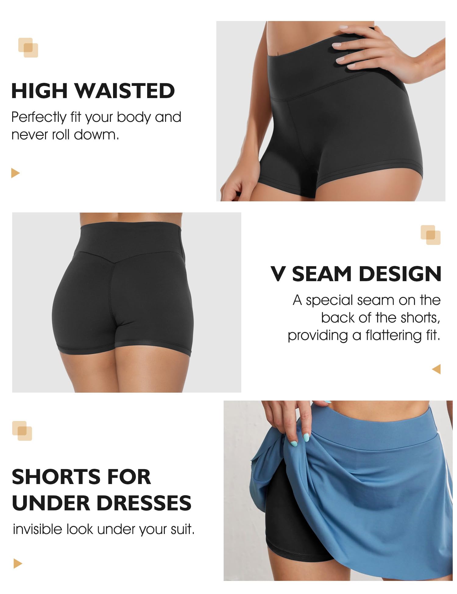 Women's High Waisted Tummy Control Biker Shorts - 2.5
