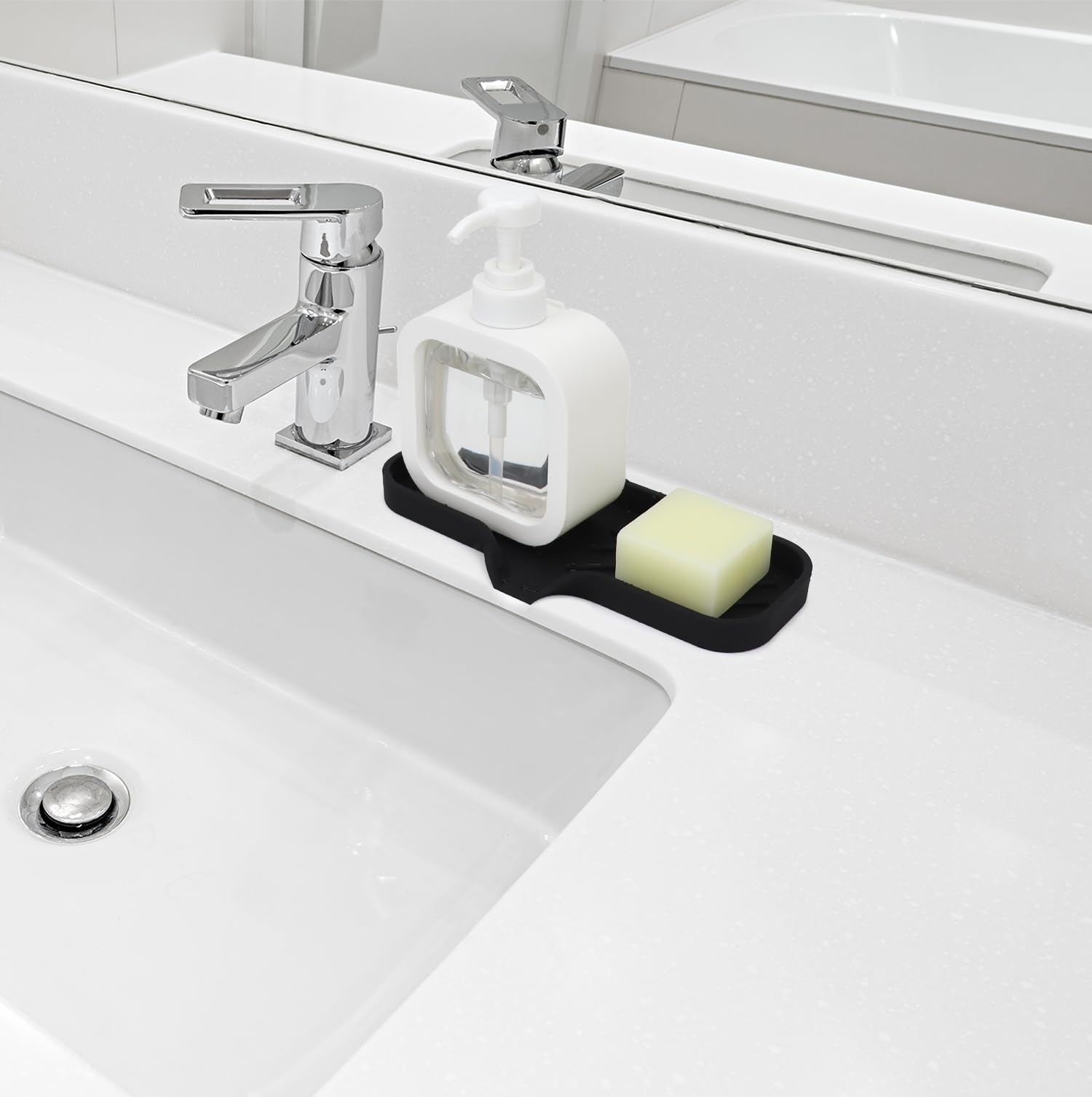 Premium Silicone Soap Dish Holder for Bathroom & Kitchen - Non-Slip Drain Tray Organizer for Bar Soap, Sponge, Bottles & Cups (9
