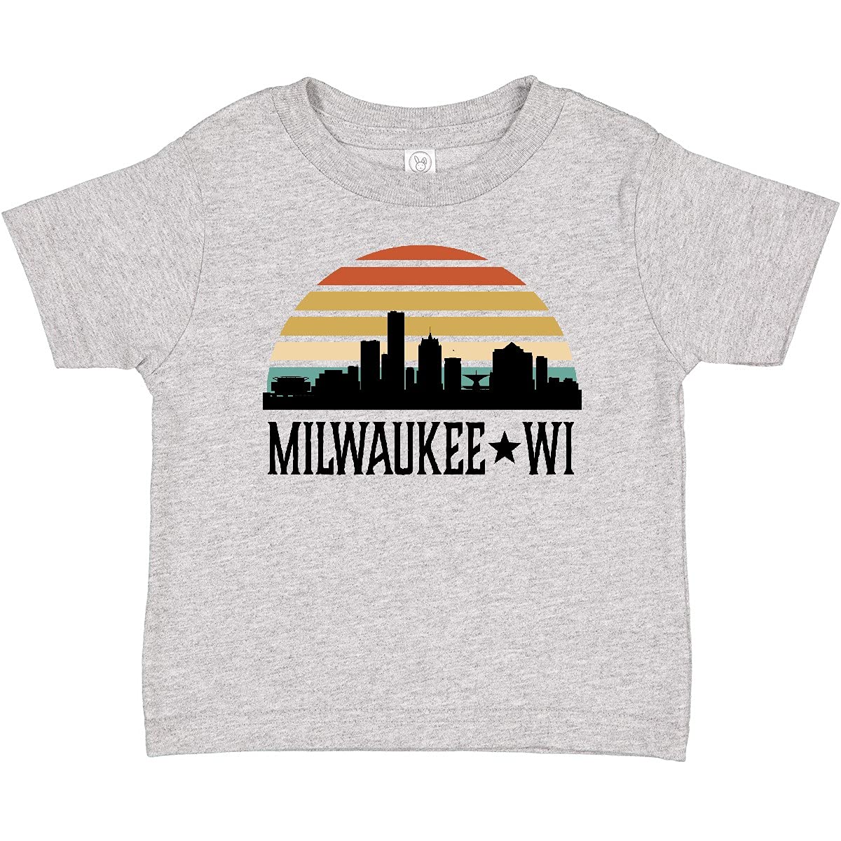 Inktastic Milwaukee Wisconsin Skyline Retro Sunset Baby T-Shirt - Cute Graphic Tee for Infants & Toddlers - Perfect for Family Outings, Photo Shoots & Wisconsin Pride Gifts