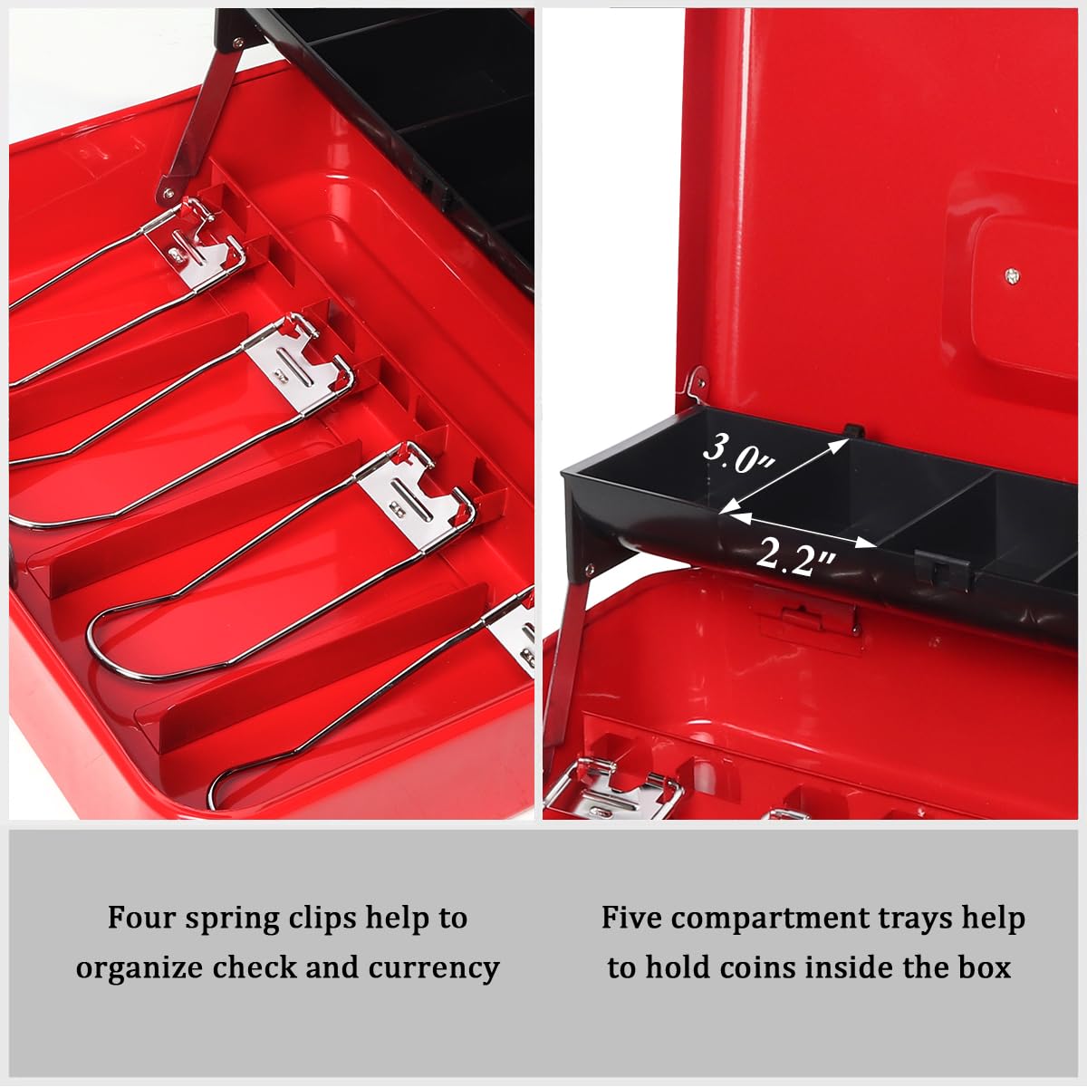 Jssmst Large Cash Box with Money Tray & Combination Lock - 11.8
