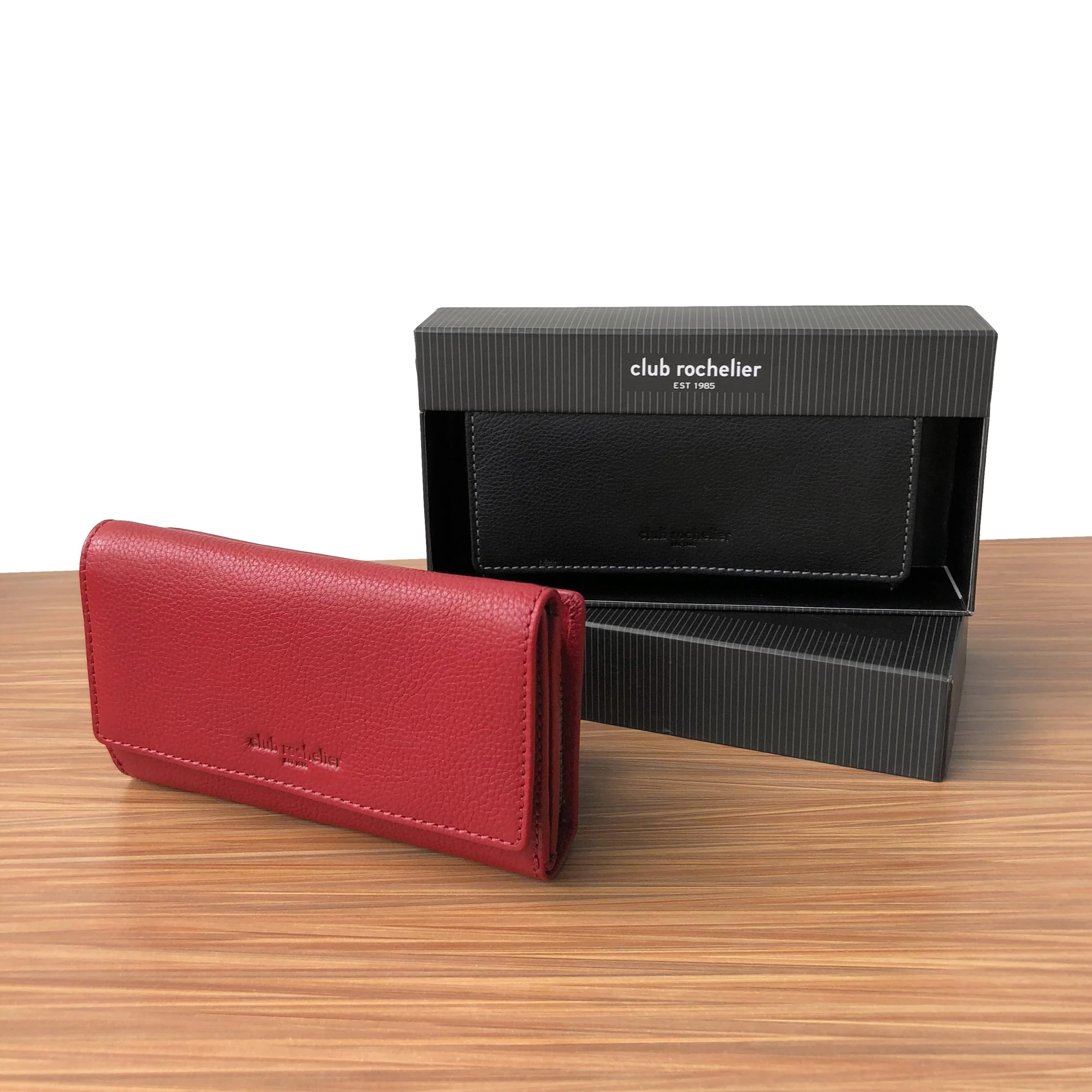 Club Rochelier Genuine Leather Clutch Wallet for Women - Elegant Red Evening Bag (CL11066-97-Red) | Perfect for Parties, Weddings & Date Nights