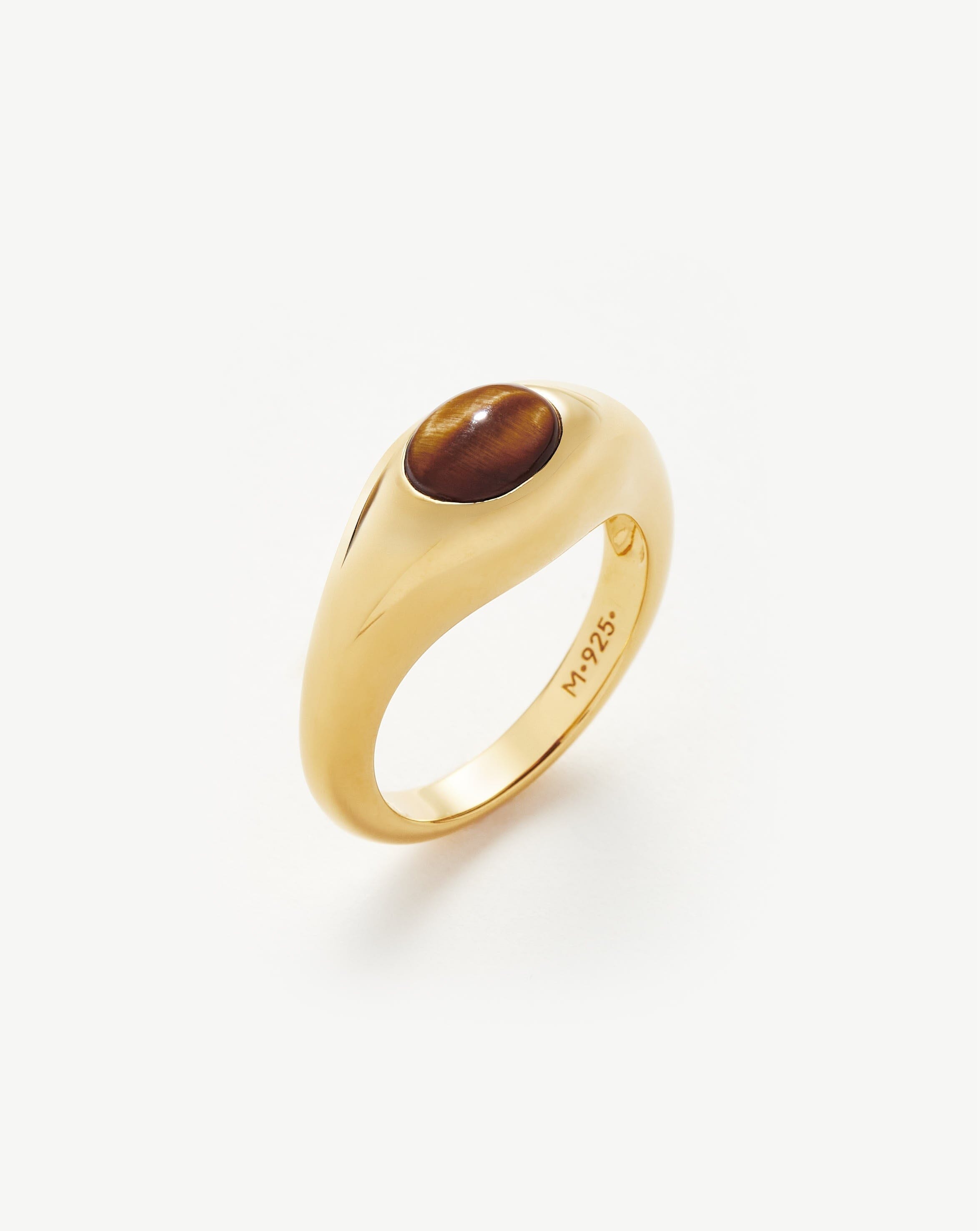 Sculptural Gemstone Stacking Ring - 18k Gold Vermeil & Tiger's Eye | Handmade Boho Jewelry for Women | Perfect for Layering, Everyday Wear & Special Occasions