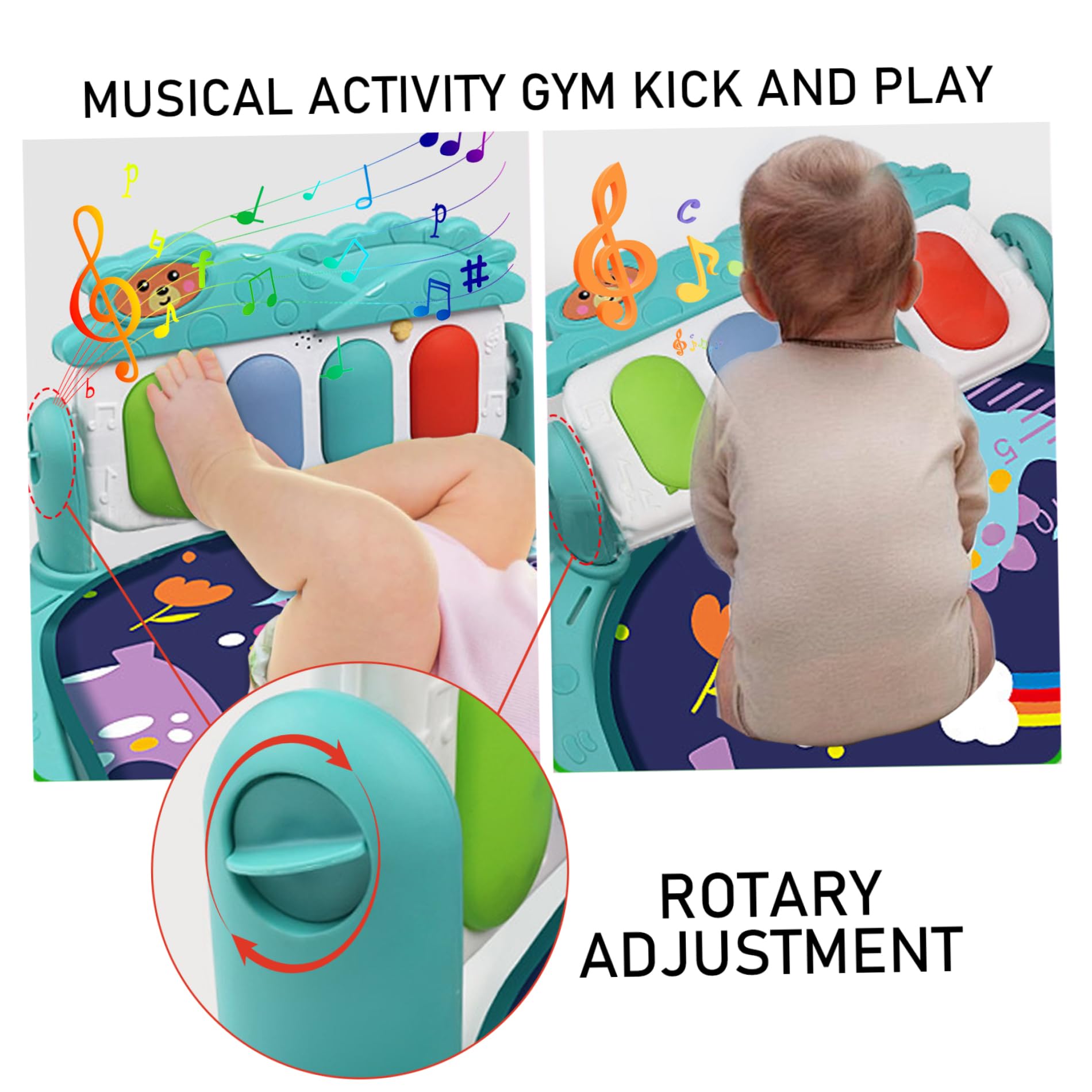 Soft Baby Play Mat with Music & Lights - Detachable Baby Gym for 0-36 Months | Early Educational Floor Mat with Rattles & Toys | Perfect Gift for Newborns & Toddlers | Great for Tummy Time, Crawling & Sensory Development