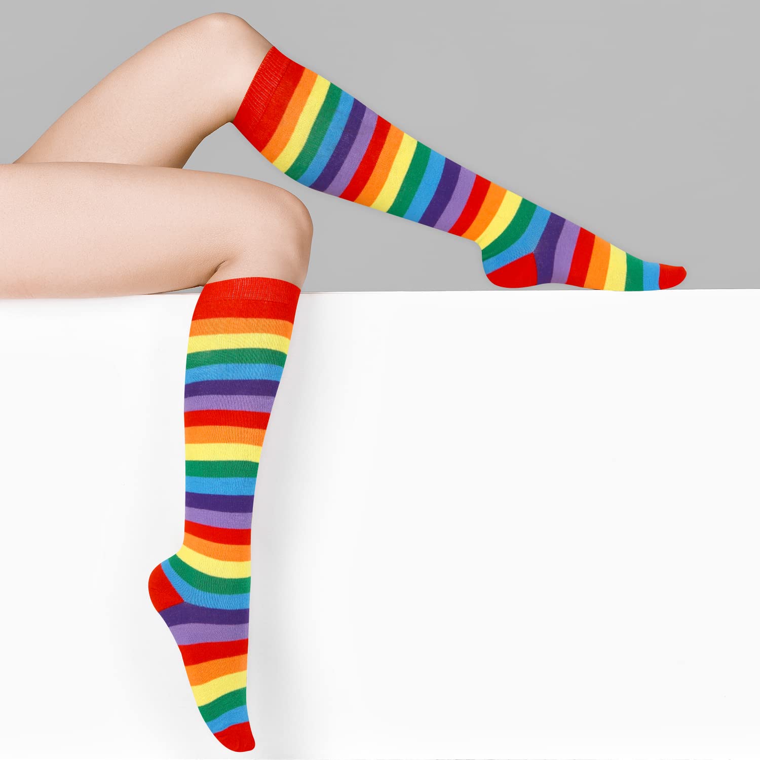 Benefeet Women's Knee High Striped Socks - Funny Novelty Athletic Tube Socks for Girls & Women - Colorful Cute Stockings for Running, Yoga & Casual Wear