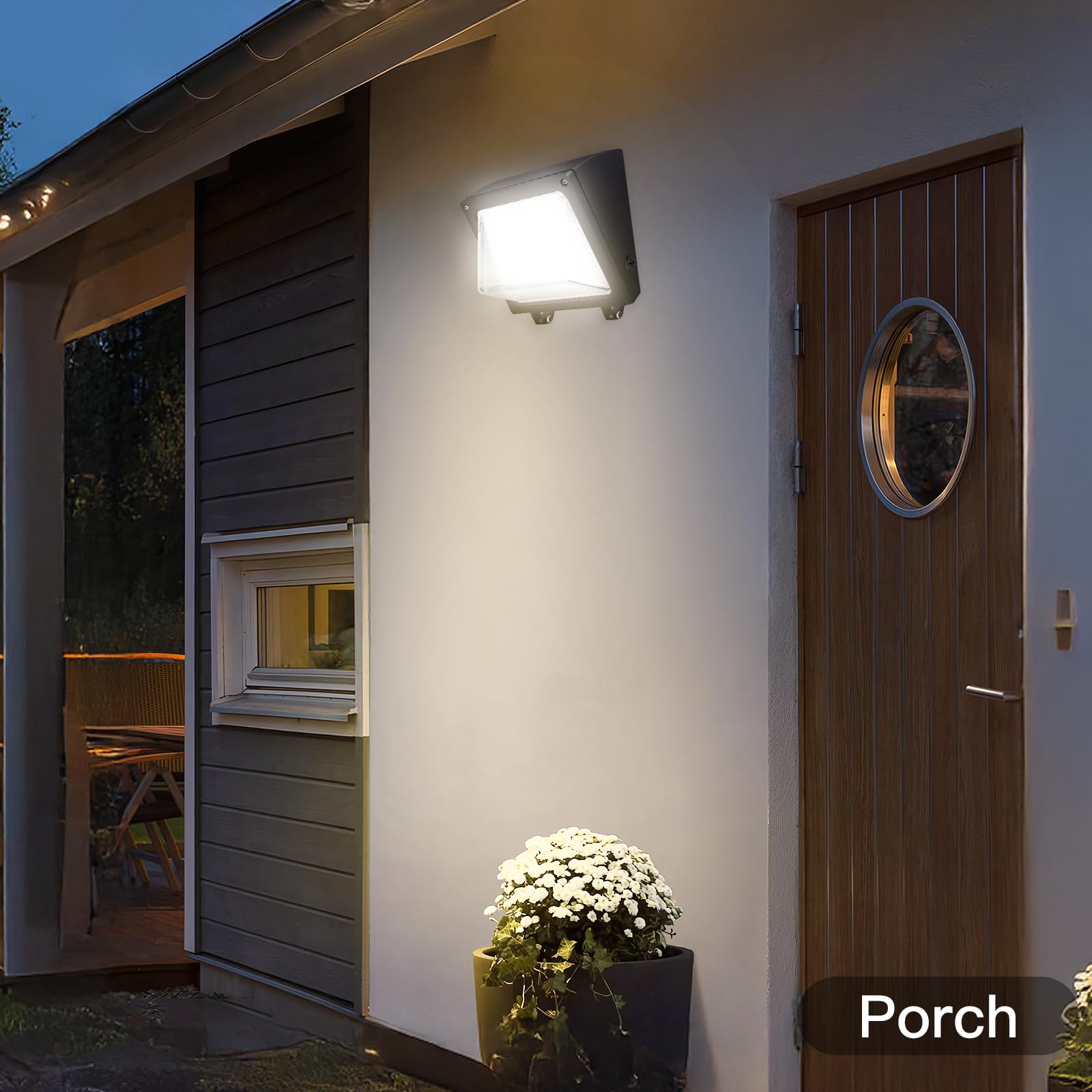 JTT LED Wall Pack Lights Outdoor - Dusk to Dawn Photocell, Selectable 75W/60W/45W, 9750LM/7800LM/5850LM, 6000K/5000K/4000K, Waterproof Flood Security Lighting for Garage, Yard, Parking Lot - Perfect for Commercial & Residential Outdoor Areas