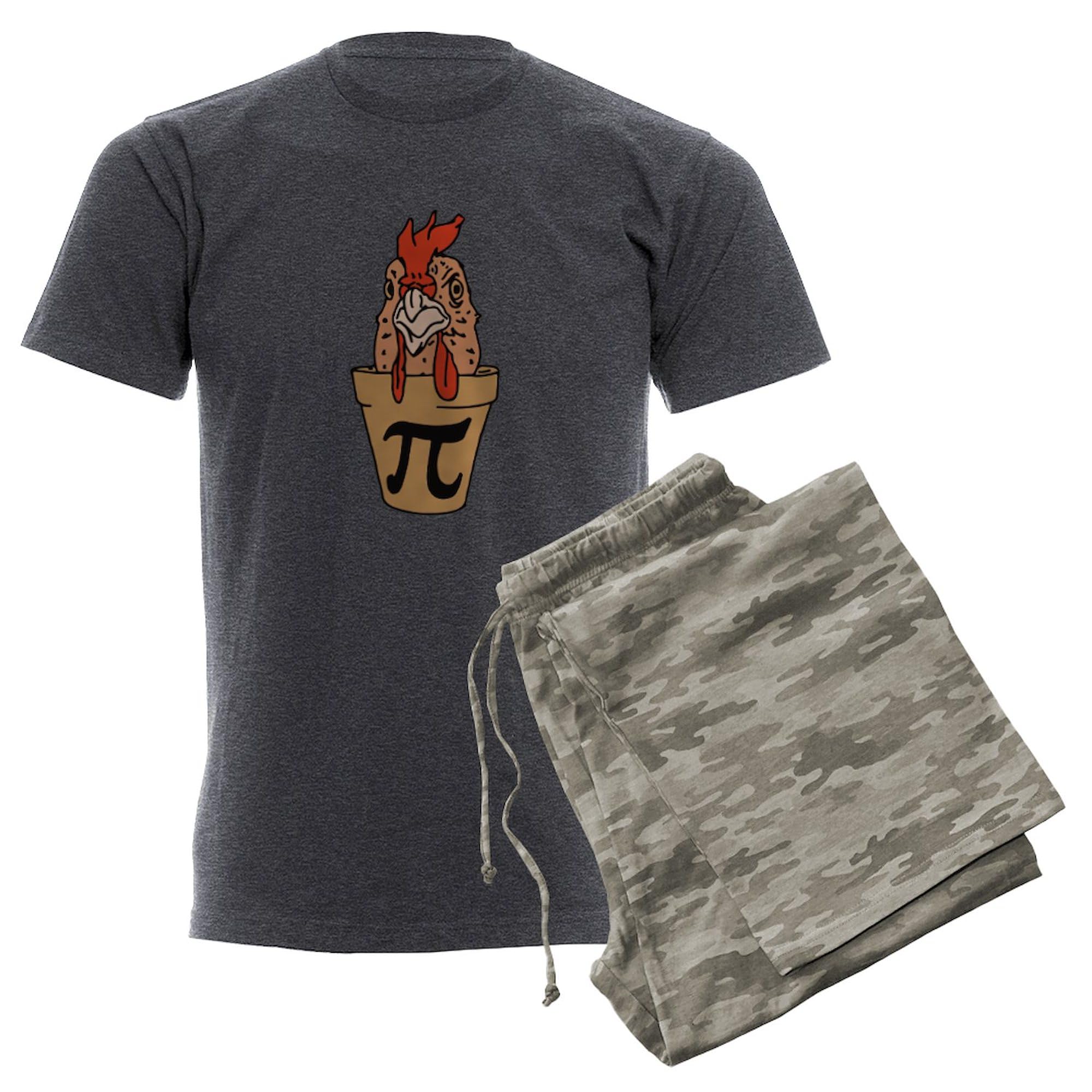 Men's Chicken Pot Pi Charcoal Pajama Set - Funny Novelty Sleepwear for Men - Perfect for Lounge Wear, Sleepovers & Gifts