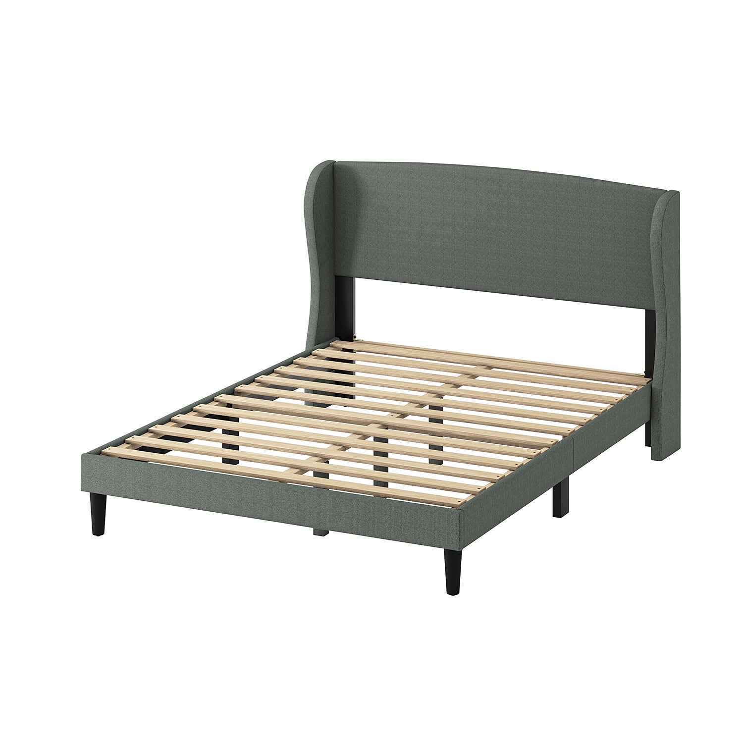 Baotist Upholstered Wingback Platform Bed Frame - Queen Size Modern Bedroom Furniture for Master Bedroom, Guest Room & Apartment
