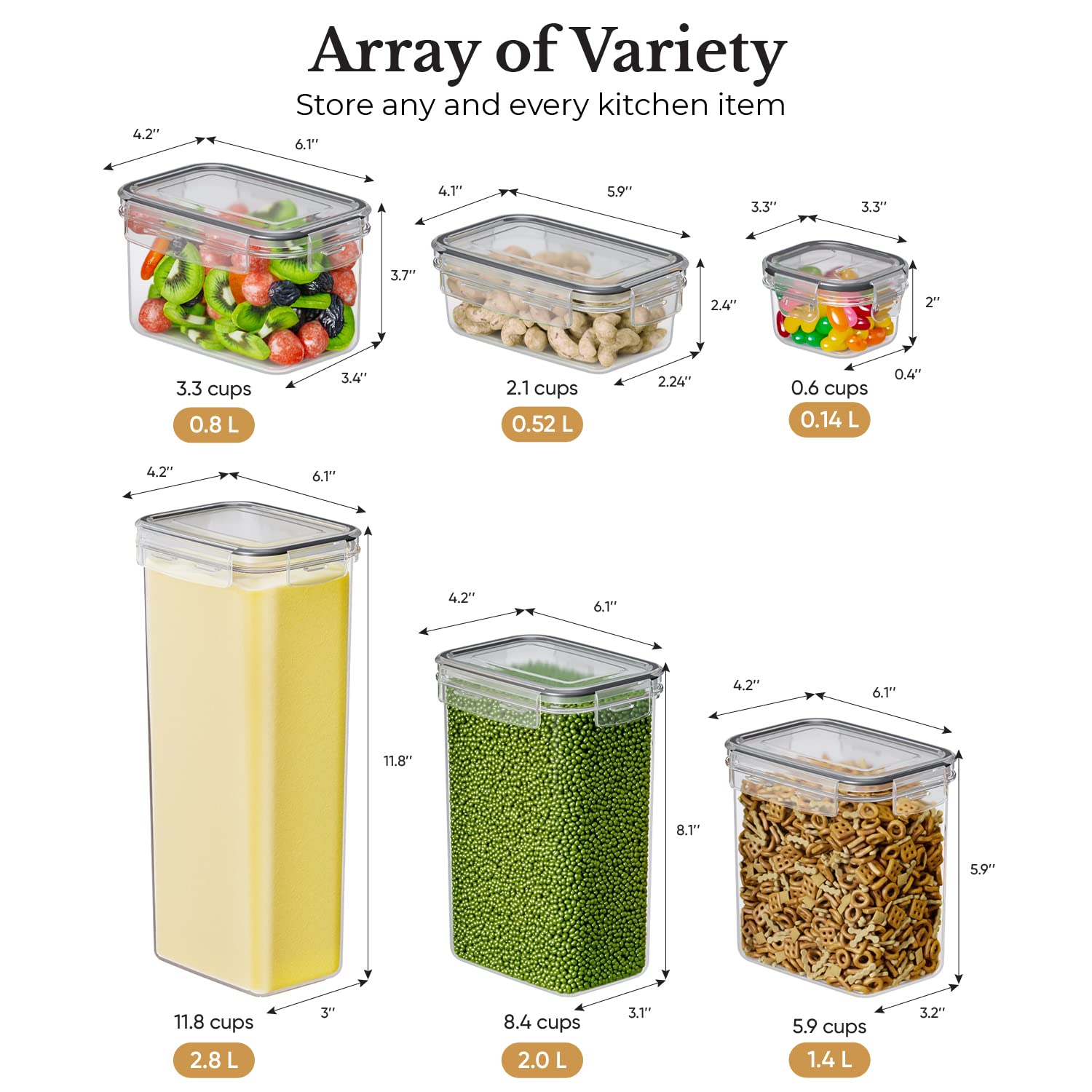 Chef's Path 36-Piece Airtight Food Storage Container Set with Lids - BPA Free Kitchen Organization for Cereal, Flour & Sugar | Perfect for Pantry, Baking & Meal Prep