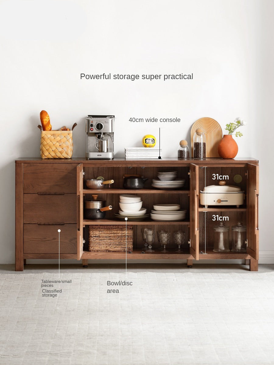 Oak Solid Wood Nordic Sideboard - Modern Scandinavian Buffet Cabinet for Dining Room & Living Room Storage