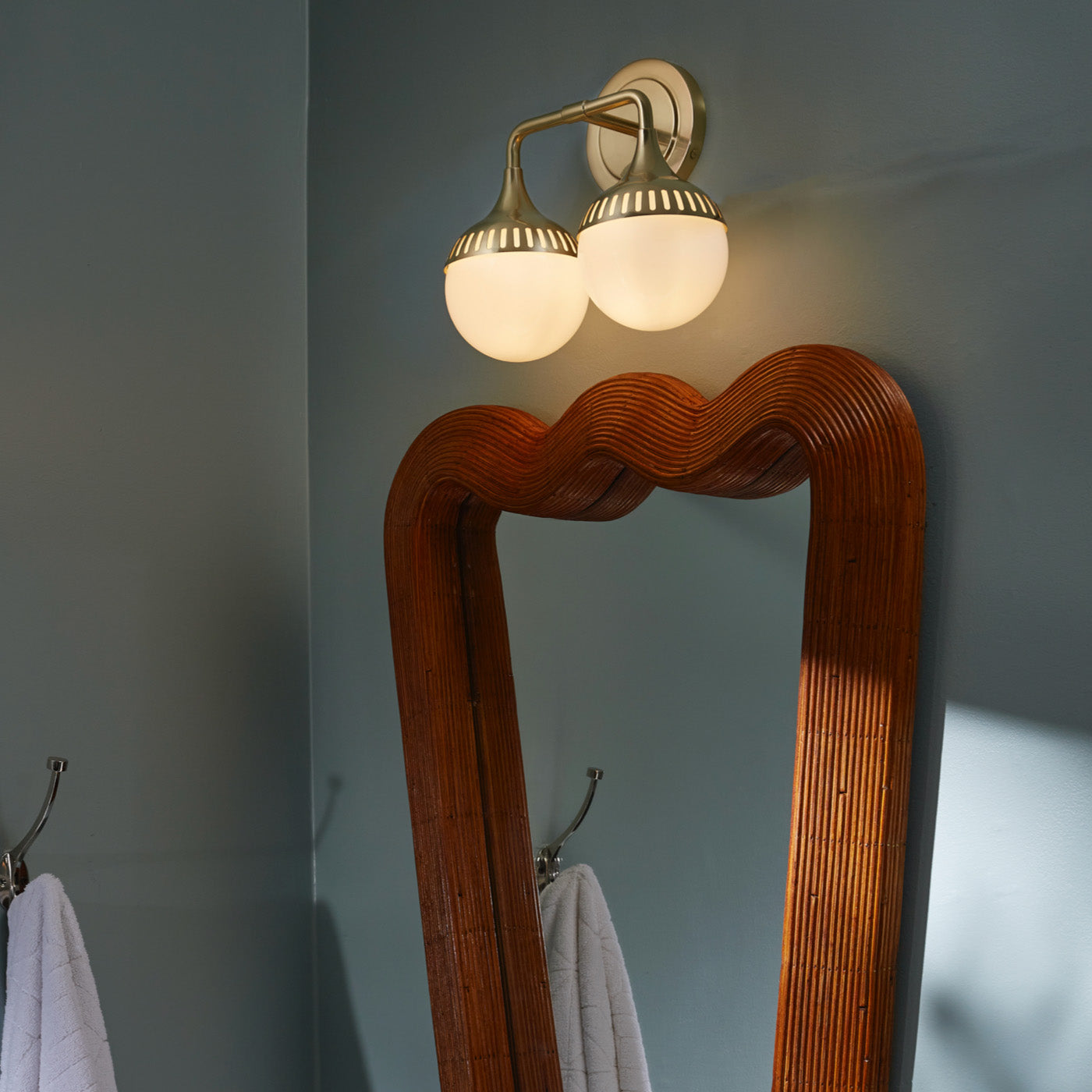 Rio Two Light Sconce Wall Fixture - Modern Plug-in Wall Sconce with Adjustable Arms for Bedroom, Living Room, or Hallway Lighting