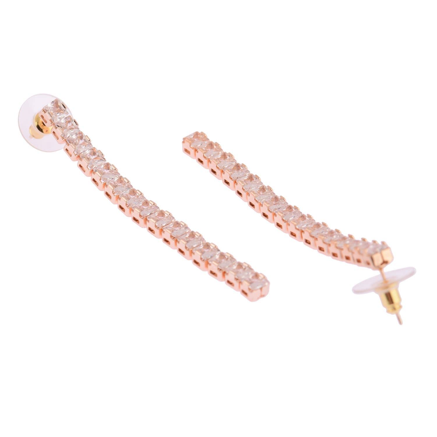Elegant Cubic Zirconia Dangle Earrings for Women - Crystal Long Linear Bar CZ Earrings | Wedding, Prom, Party & Evening Wear Fashion Jewelry | Perfect for Bridal, Formal Events & Special Occasions