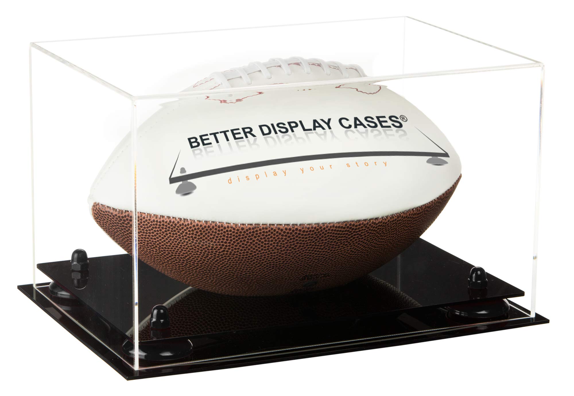 Premium Acrylic Football Display Case with Risers - Full Size Clear Protective Showcase for Collectibles & Memorabilia - Perfect for Home, Office, or Sports Bar Decor