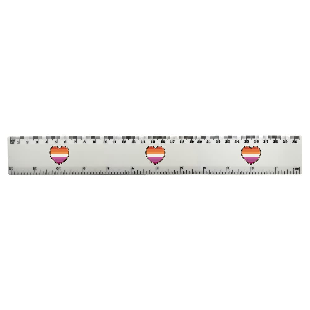 Azeeda 'Lesbian Pride Flag Heart' 12 Inch White Plastic Ruler - LGBTQ+ School Supplies, Office Measuring Tool & Pride Month Gift (RL00068300)