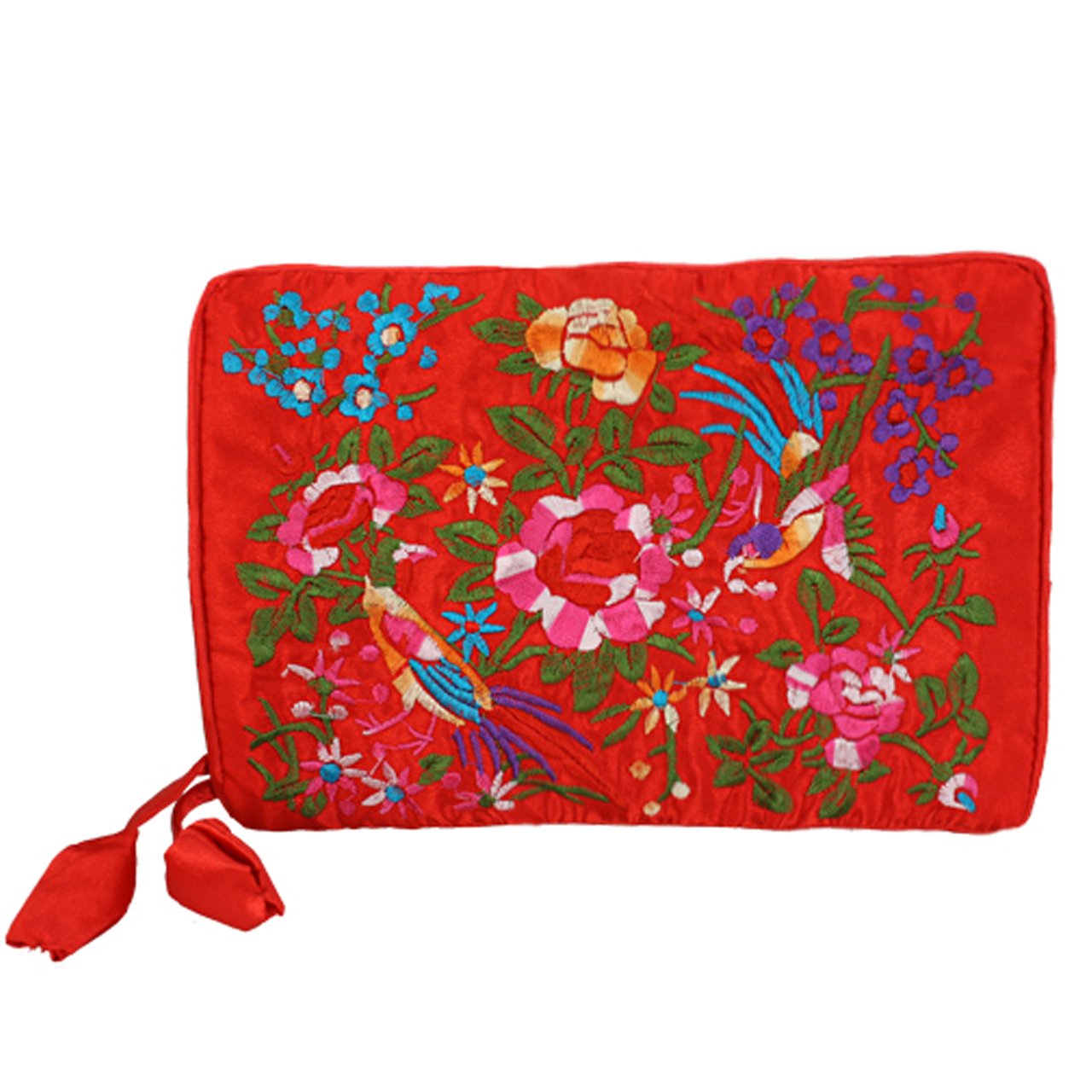Silky Embroidered Brocade Jewelry Organizer Roll Pouch - Travel Jewelry Case for Necklaces, Rings & Earrings - Perfect for Vacation, Business Trips & Gift Giving