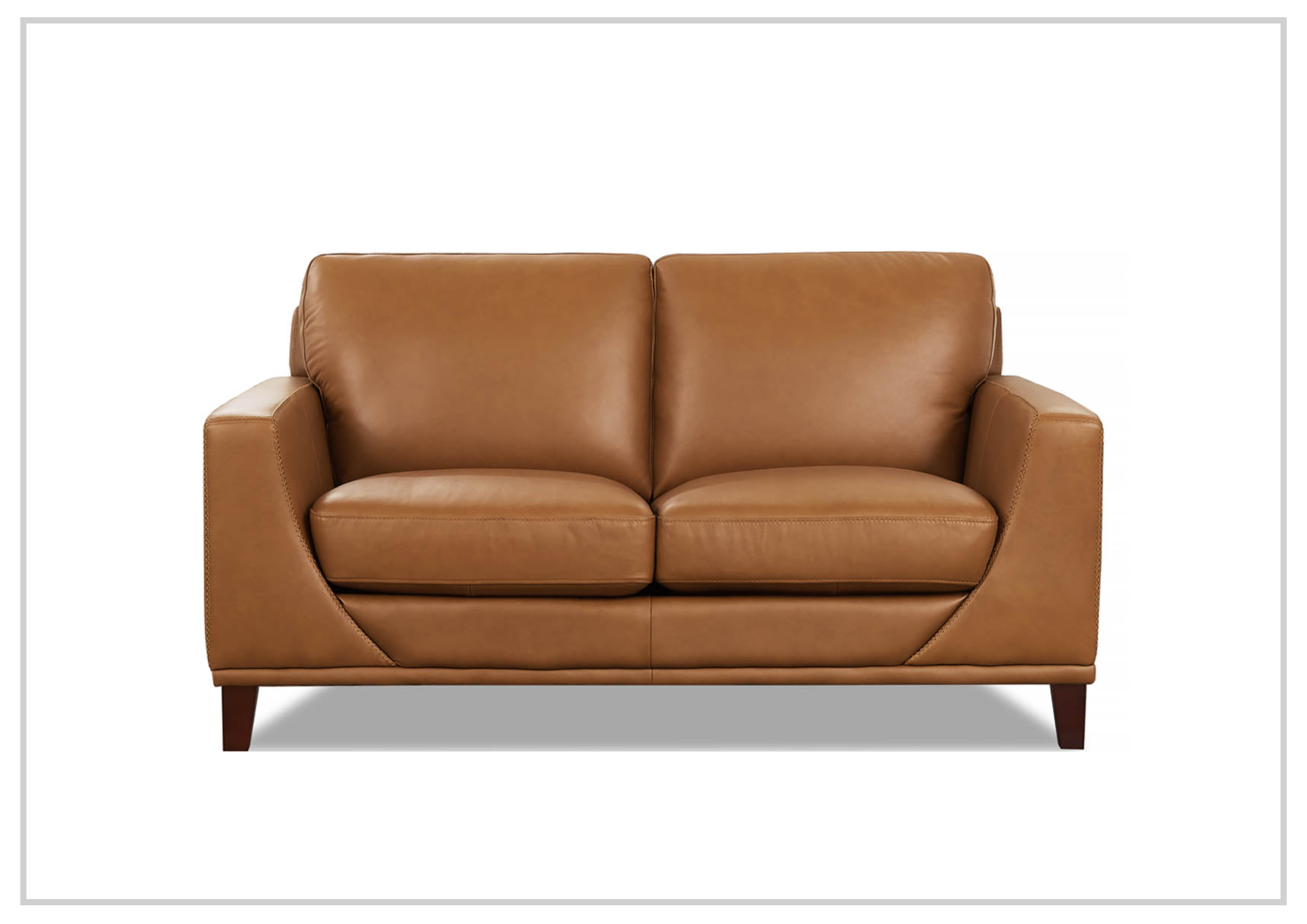 Hydeline Soma 2-Seater Leather Sofa - Brown Genuine Leather Living Room Couch for Small Spaces, Apartments & Cozy Home Decor