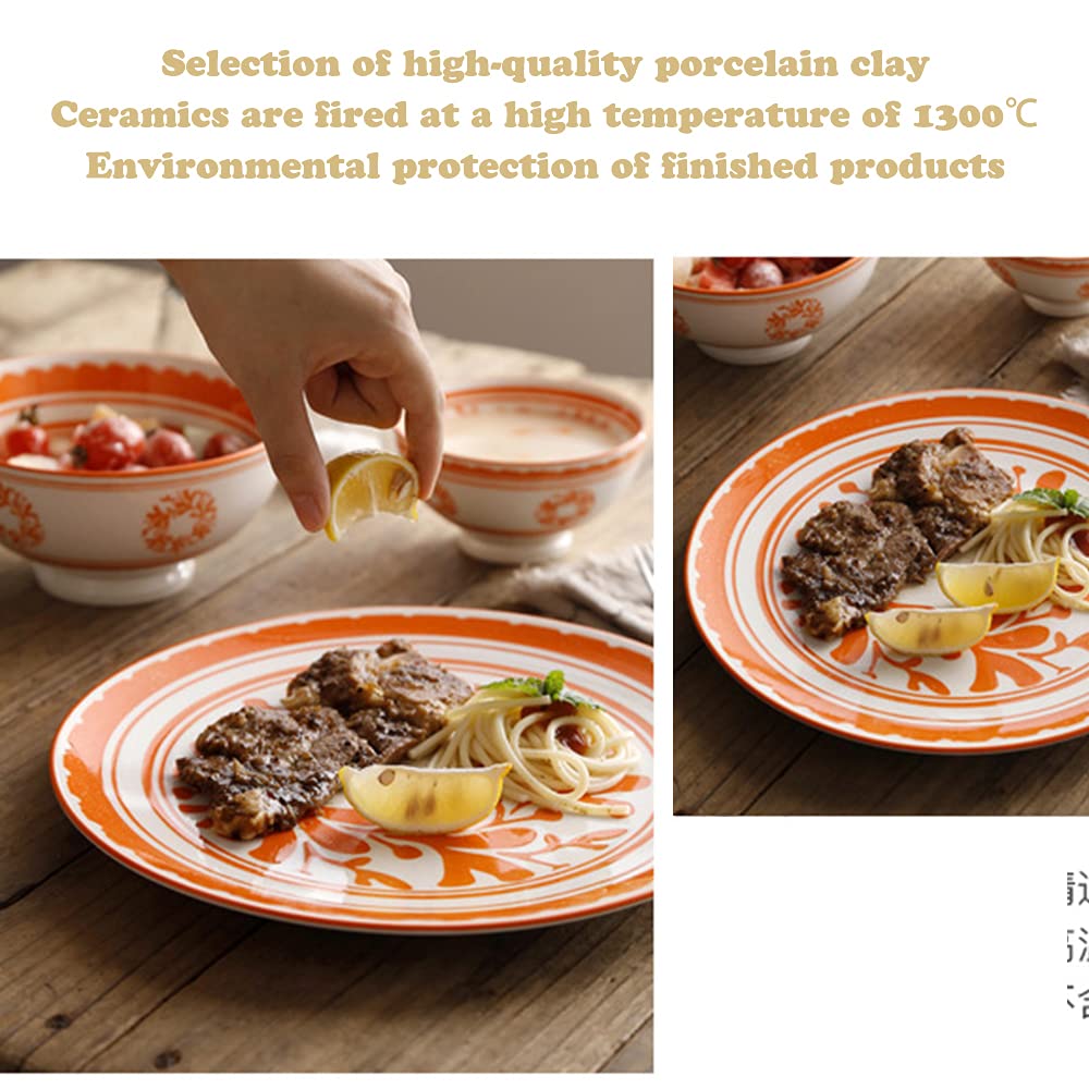 10.5 Inch Large Ceramic Snack Plate - Round Steak, Fruit, Dessert, Pasta & Salad Serving Dish - Perfect for Appetizers, Party Platters & Everyday Dining