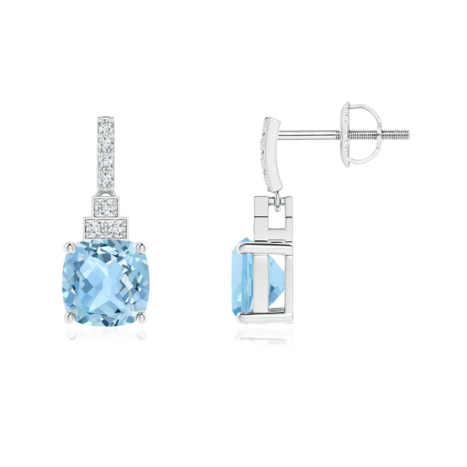 **ANGARA 14K Solid Gold/Platinum Natural Aquamarine Drop Earrings for Women & Girls | March Birthstone Jewelry Gift for Her | Birthday, Wedding, Anniversary | Perfect for Parties, Date Nights & Special Occasions**