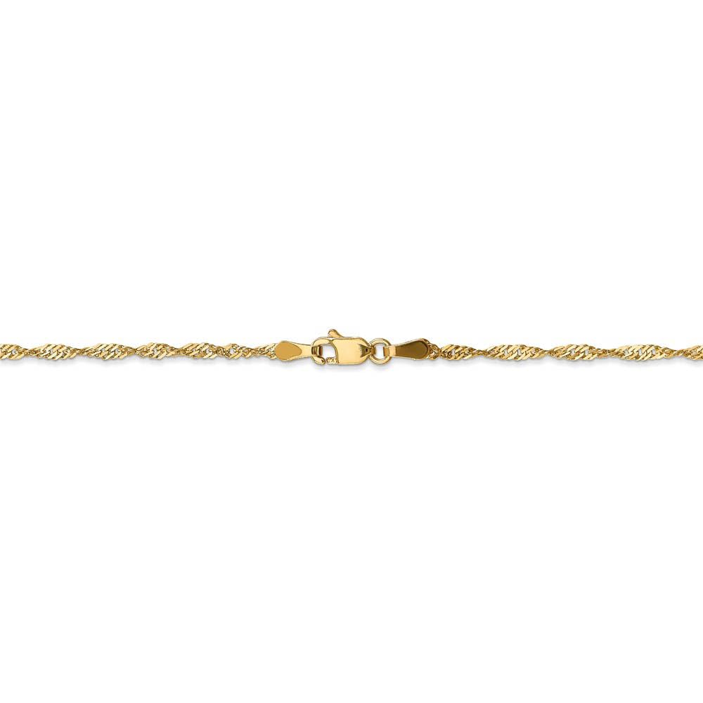 The Black Bow 1.6mm 14k Yellow Gold Diamond Cut Singapore Chain Necklace - Perfect for Elegant Evening Wear and Special Occasions