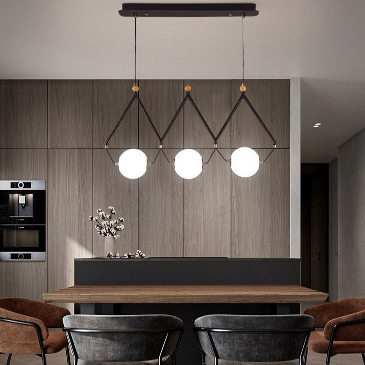 Black and Gold Globe LED Glass Ball Hanging Light - Modern Chandelier for Living Room, Bedroom, Dining Room & Office Decor