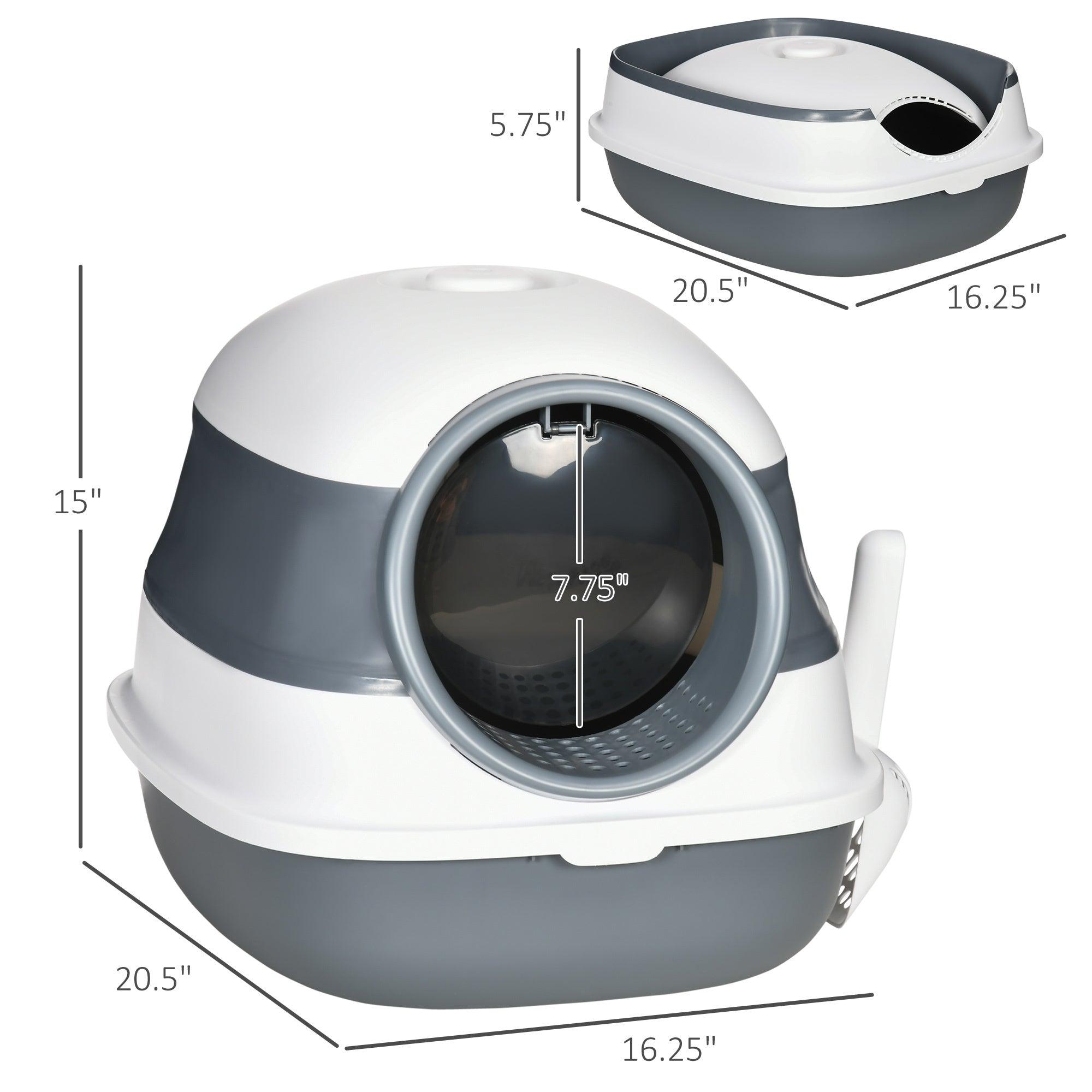 Premium Covered Cat Litter Box with Lid - High Sides & Built-in Air Freshener - Large Dual Entry Foldable Design - Easy to Clean in White & Gray - Perfect for Small Spaces & Odor Control at Home