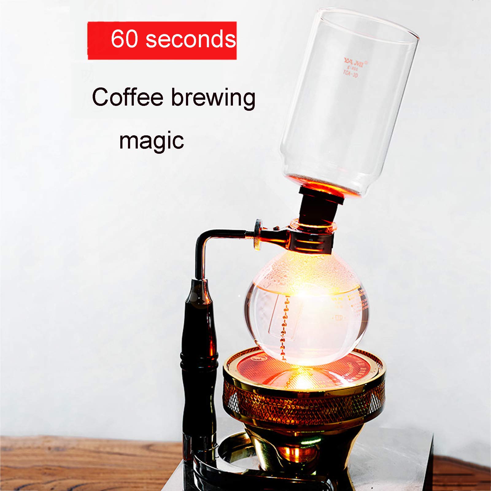 Premium Siphon Coffee Maker & Tea Brewer - 3 Cup Glass Vacuum Coffee Machine with Heat-Resistant Borosilicate Glass, Ideal for Home Baristas & Coffee Enthusiasts - Perfect for Pour-Over Coffee, Tea Brewing & Specialty Coffee Preparation