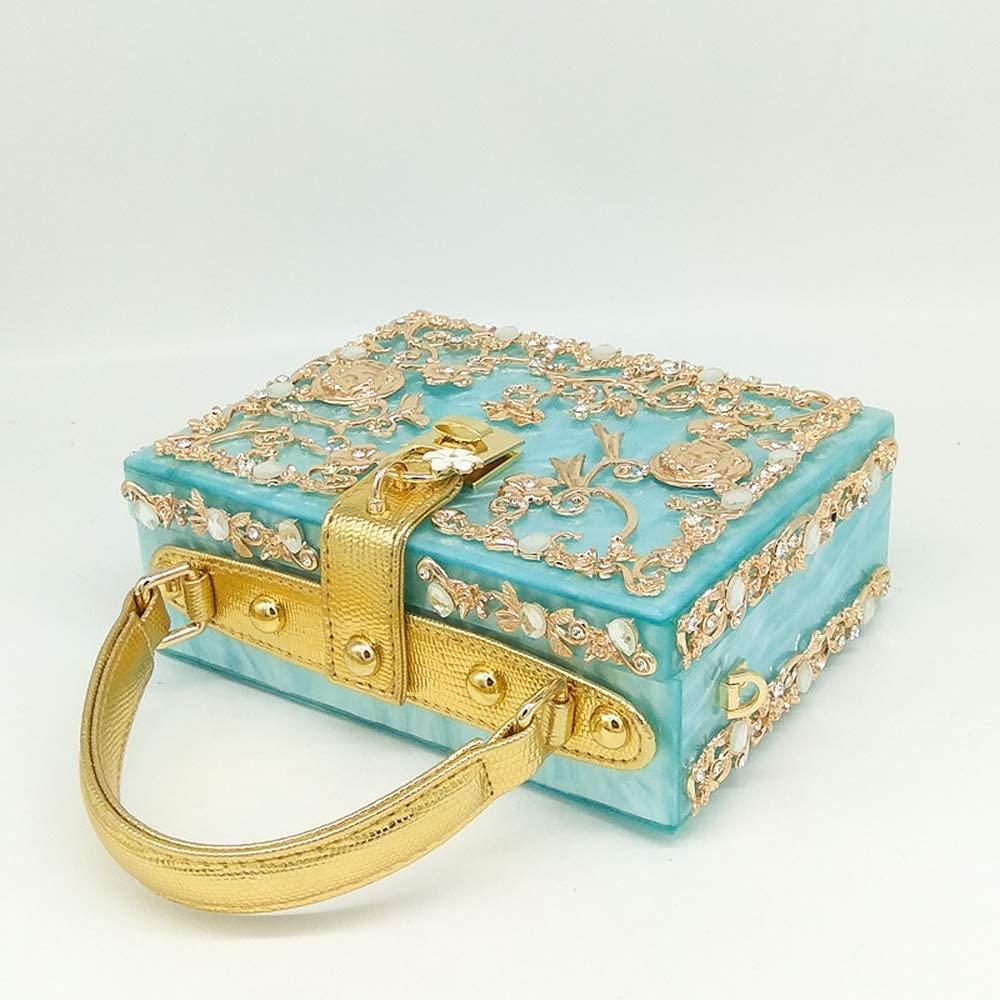 Stylish Acrylic Flower Shoulder Bag for Women - Rhinestone Evening Crossbody Purse for Parties & Events