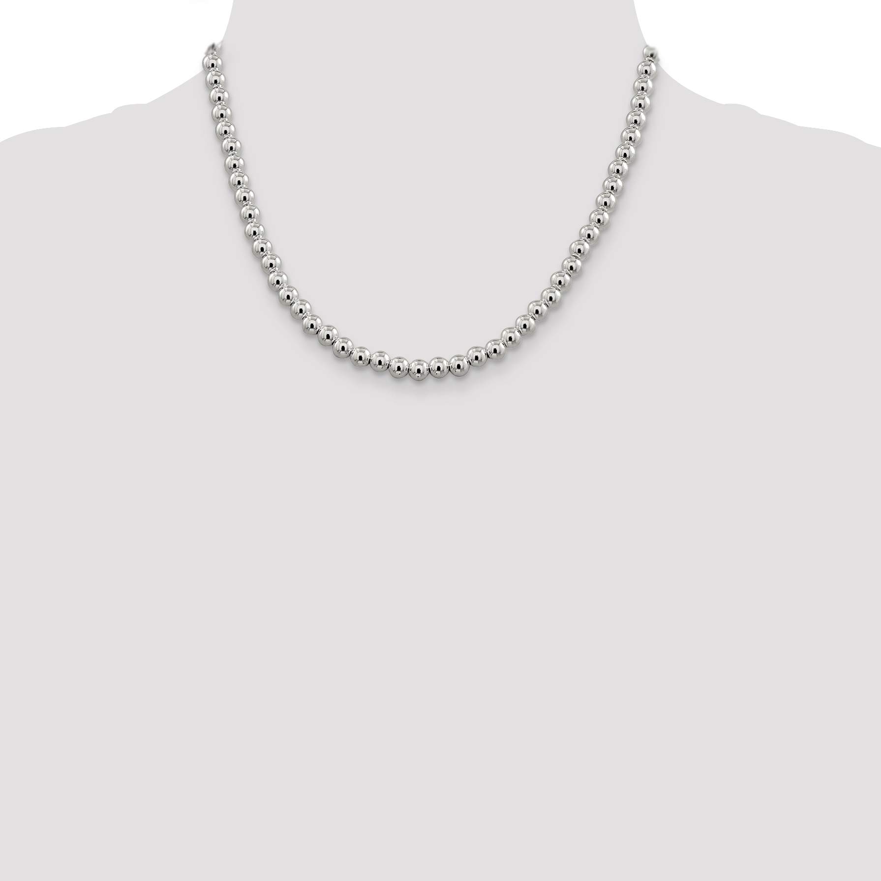 6.1mm Sterling Silver Beads on Box Chain Necklace - Elegant Jewelry for Women, Perfect for Daily Wear, Parties & Gifts