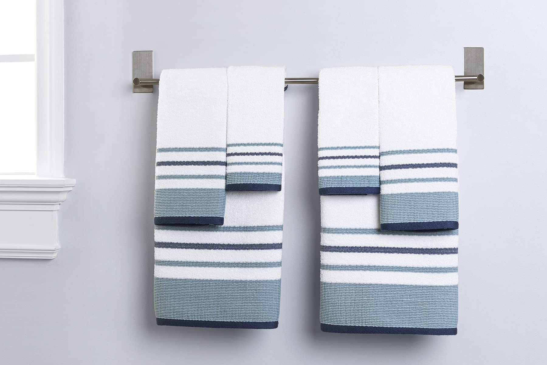 Premium 6-Piece Blue Stripe Towel Set - Soft & Absorbent Bath Towels for Spa, Pool & Beach - Luxury Home & Hotel Use