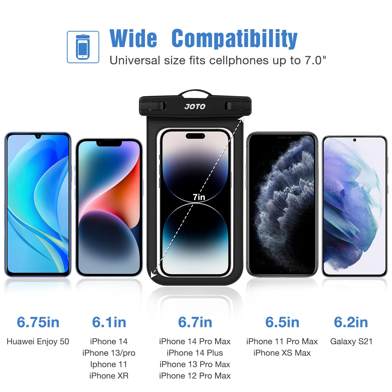JOTO 6 Pack Waterproof Phone Pouch IPX8 - Universal Underwater Phone Case Dry Bag for iPhone 16/15/14/13 Pro Max, Samsung Galaxy S24/S23/S22/Note, Google Pixel (Fits Up to 7.0
