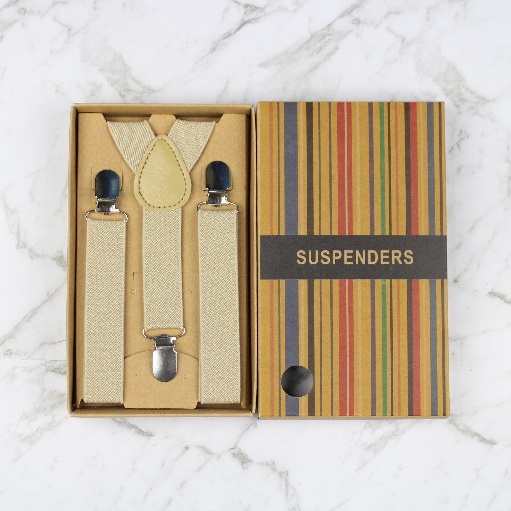 Boys Suspenders for Kids - Adjustable Beige Braces for Formal Wear & School Uniforms | Perfect for Weddings, Parties & Special Occasions