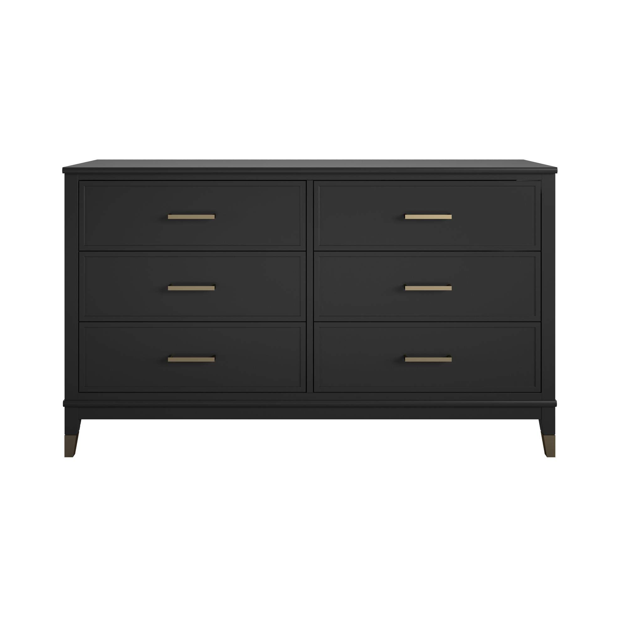 CosmoLiving by Cosmopolitan Westerleigh 6-Drawer Black Dresser - Modern Bedroom Storage for Clothes & Accessories