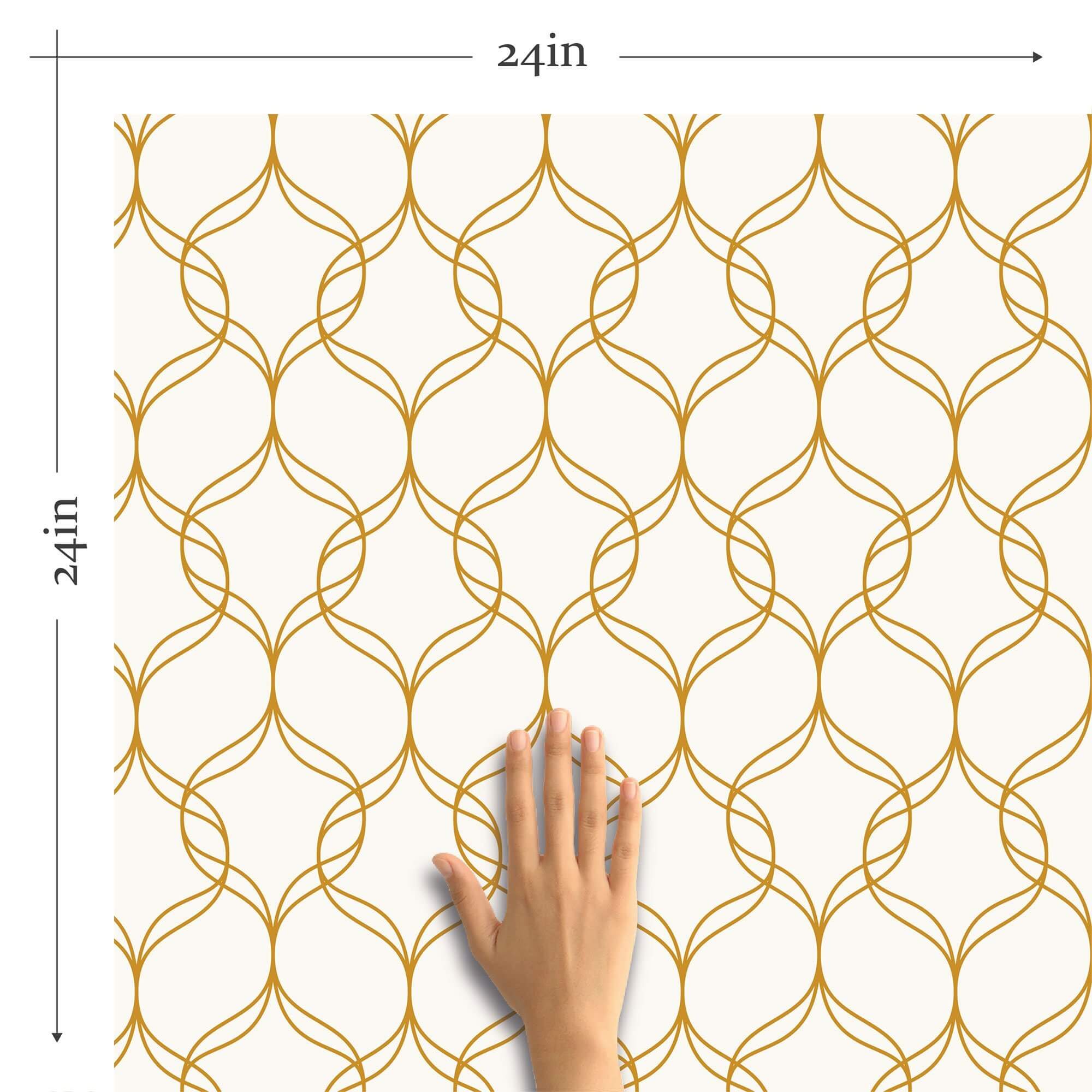 Golden Look Geometric Peel and Stick Removable Wallpaper - Self-Adhesive Wall Decor for Bedroom, Living Room & Office - Easy to Install & Remove - Modern Home Design (Style 8852)