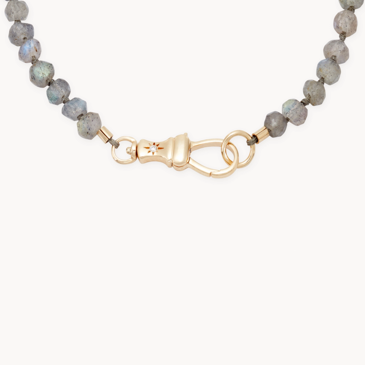 Labradorite Beaded Mood Bracelet - 10K Yellow Gold, Natural Labradorite, Brilliant Diamonds - Perfect for Meditation, Yoga & Spiritual Healing