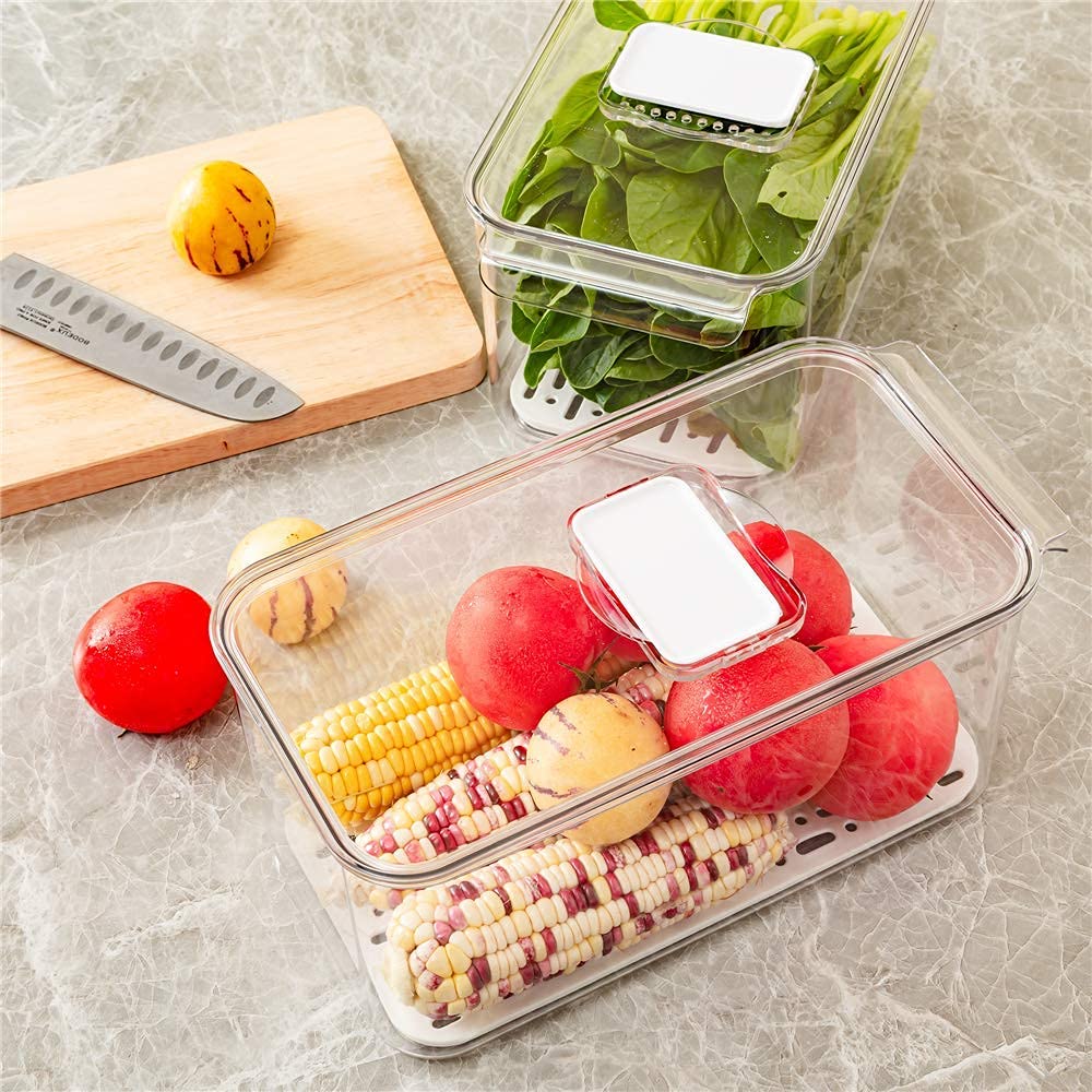 Large Airtight Food Storage Containers for Fridge - BPA Free Produce Keepers & Meal Prep Organizers | Perfect for Fresh Vegetables, Fruits, Leftovers & Bulk Food Storage
