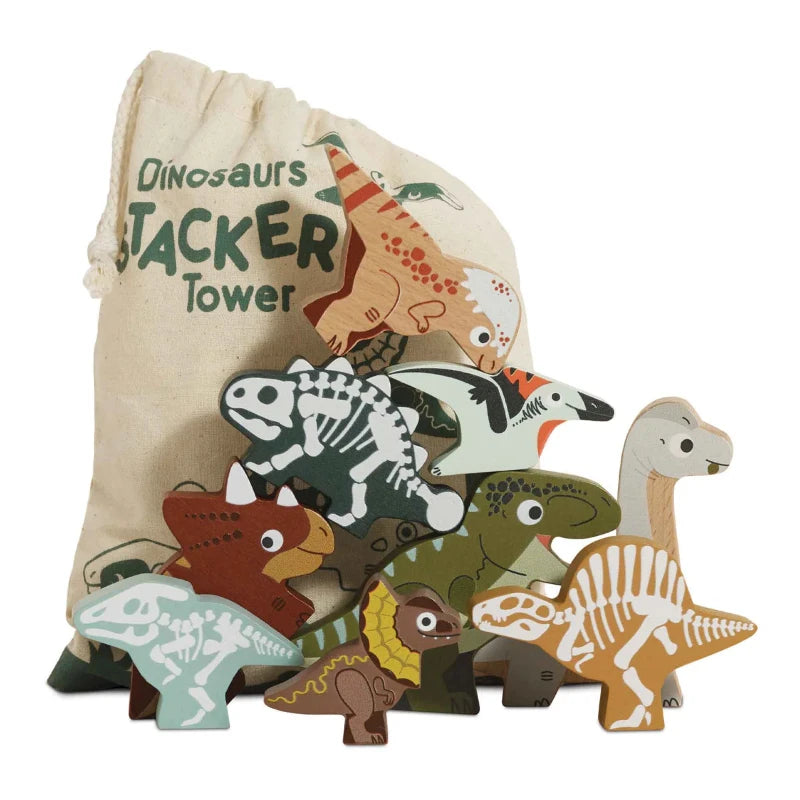 Jurassic Stacking Dinosaurs Toy Set with Storage Bag - Fun Dinosaur Stacking Game for Kids, Educational STEM Learning Toys for Toddlers & Preschoolers - Perfect for Birthday Gifts, Classroom Activities & Family Game Night