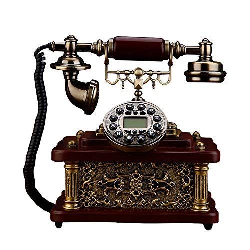 Vintage Rotary Dial Phone - Solid Wood Retro Landline Telephone for Home & Office Decor - Perfect for American Living Room, Teacher's Desk, and Vintage Style Interior Design