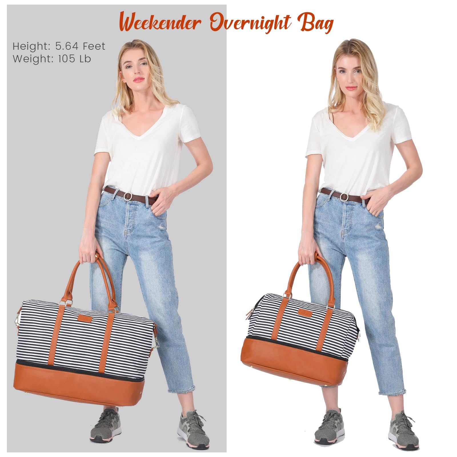 **Sucipi Women's Canvas Weekender Travel Duffle Bag with Shoe Compartment & Toiletry Pouch - Perfect for Overnight Trips, Gym, Hospital, Labor & Delivery, Weekend Getaways**