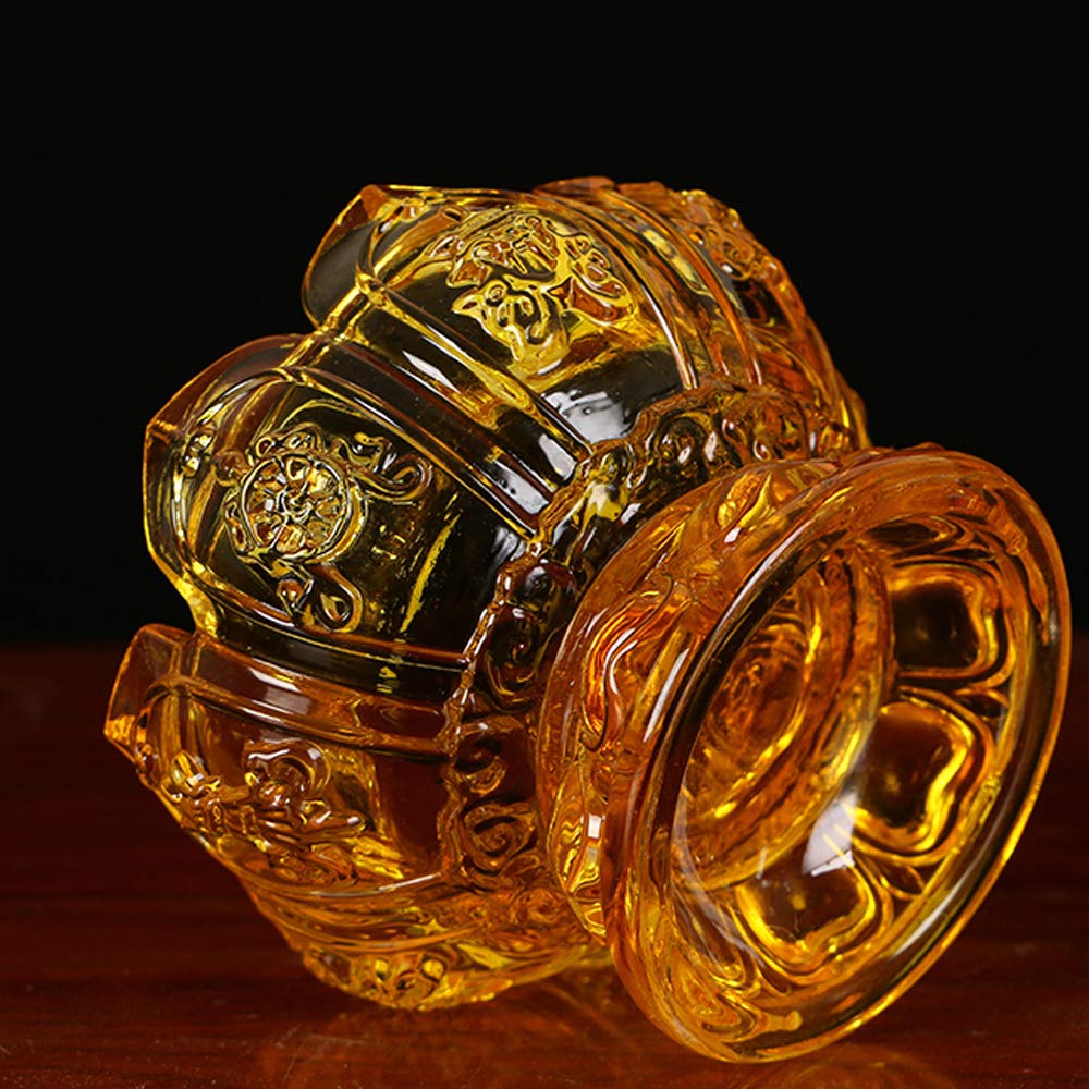 Premium Glass Crystal Lotus Oil Lamp - Indoor Buddha Head Kerosene Lamp with Ultra-Pure Paraffin Wax, Gold Lantern Candle Holder for Home Decor, Meditation & Spiritual Spaces