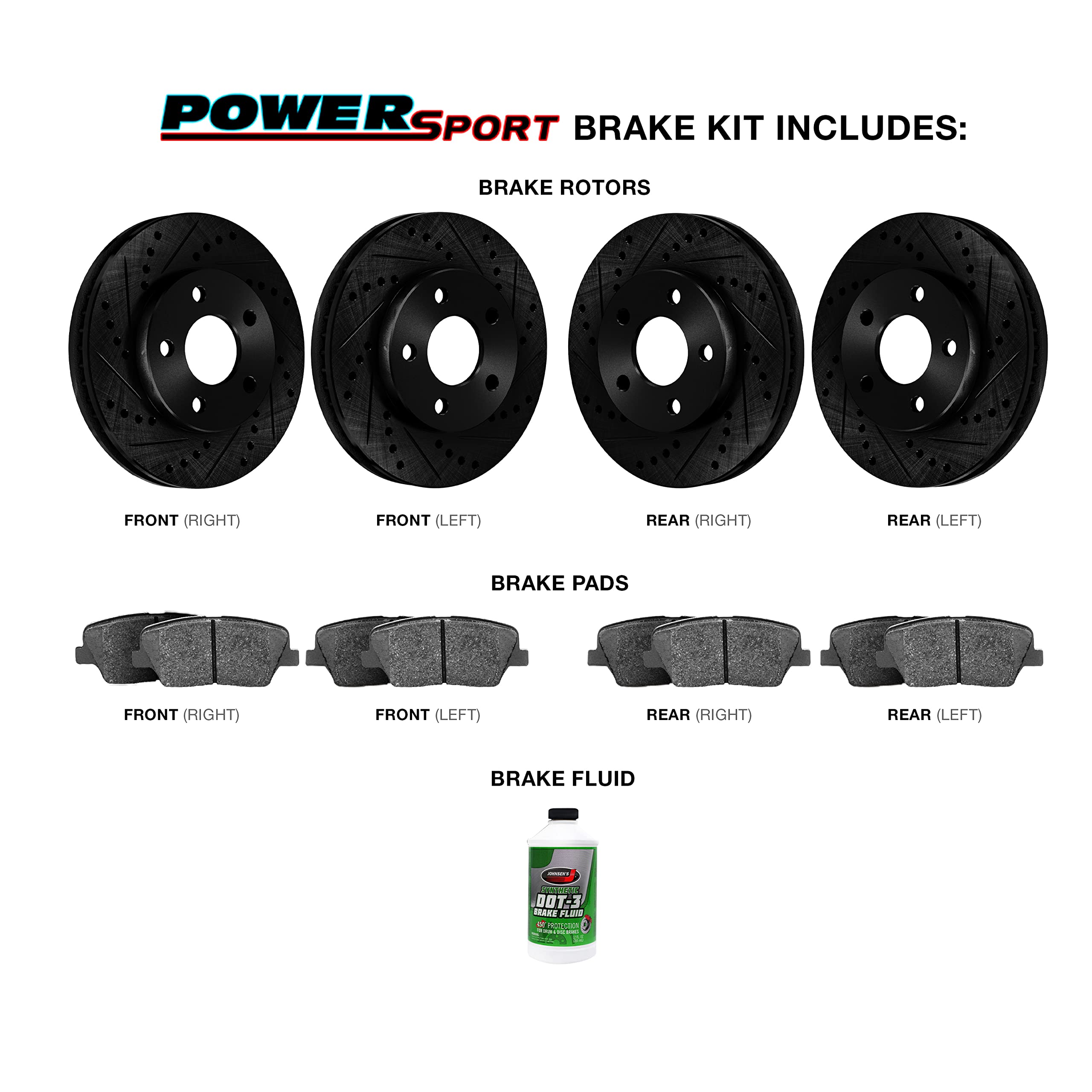 Premium Power Sport Front & Rear Brake Pads and Rotors Kit - Heavy Duty Braking System BBCC.65143.04 for Motorcycles, ATVs & Off-Road Vehicles - Perfect for Racing, Trail Riding & Performance Upgrades