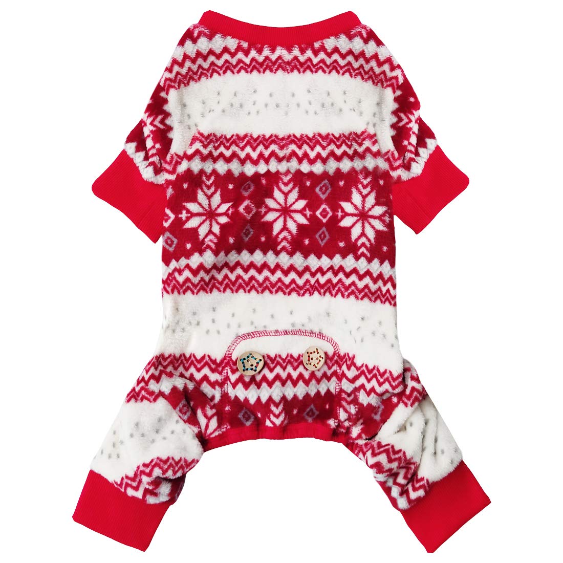 KYEESE Christmas Dog Pajamas - Snowflake Dog Sweater & Holiday Onesie for Small Dogs | Cozy Winter Dog Pjs, Jumpsuit & Christmas Outfit for Festive Family Photos & Indoor Comfort