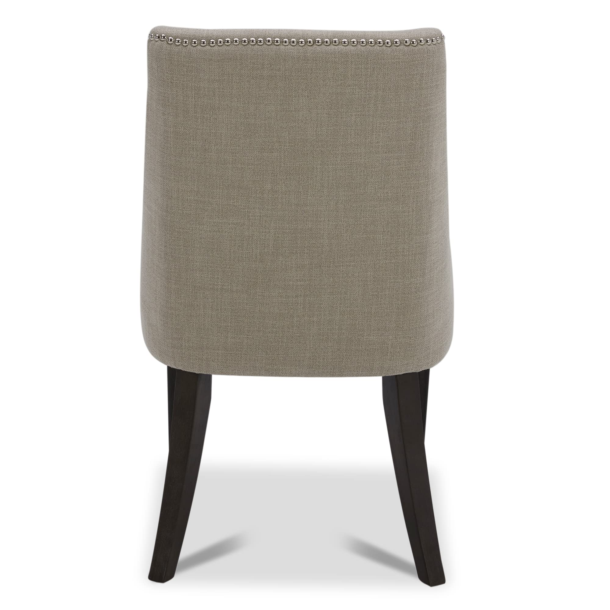 CHITA Farmhouse Dining Chairs with Nailhead Trim - Set of 2 Fabric Upholstered High Back Chairs in Flax Beige for Kitchen, Dining Room & Breakfast Nook